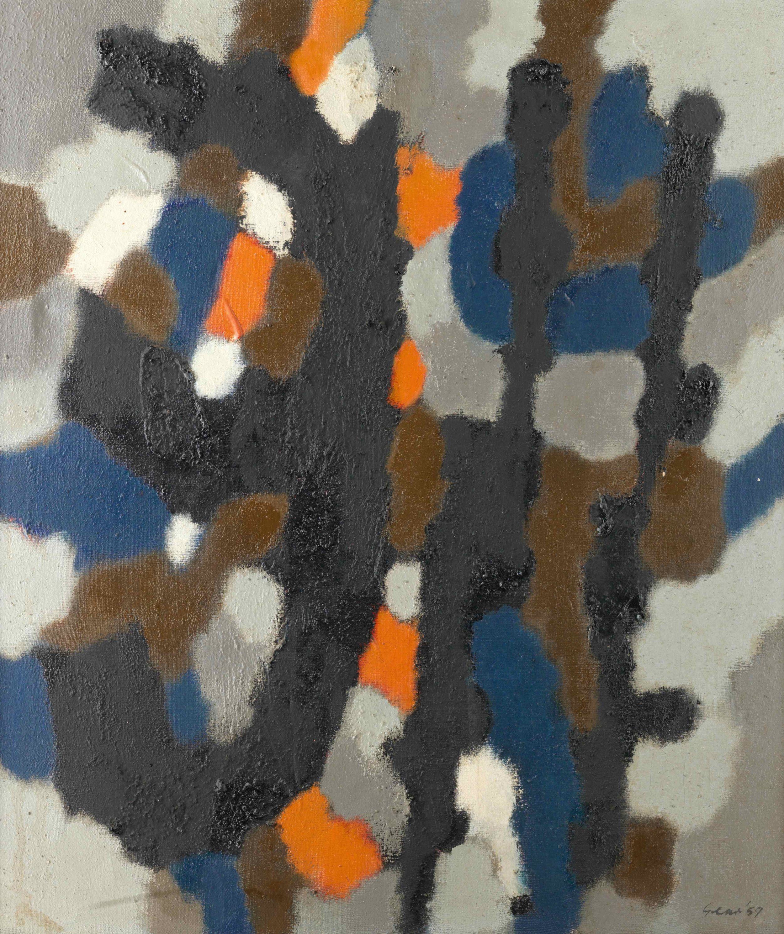 William Gear - Landscape element (1959), original abstract oil painting on canvas.