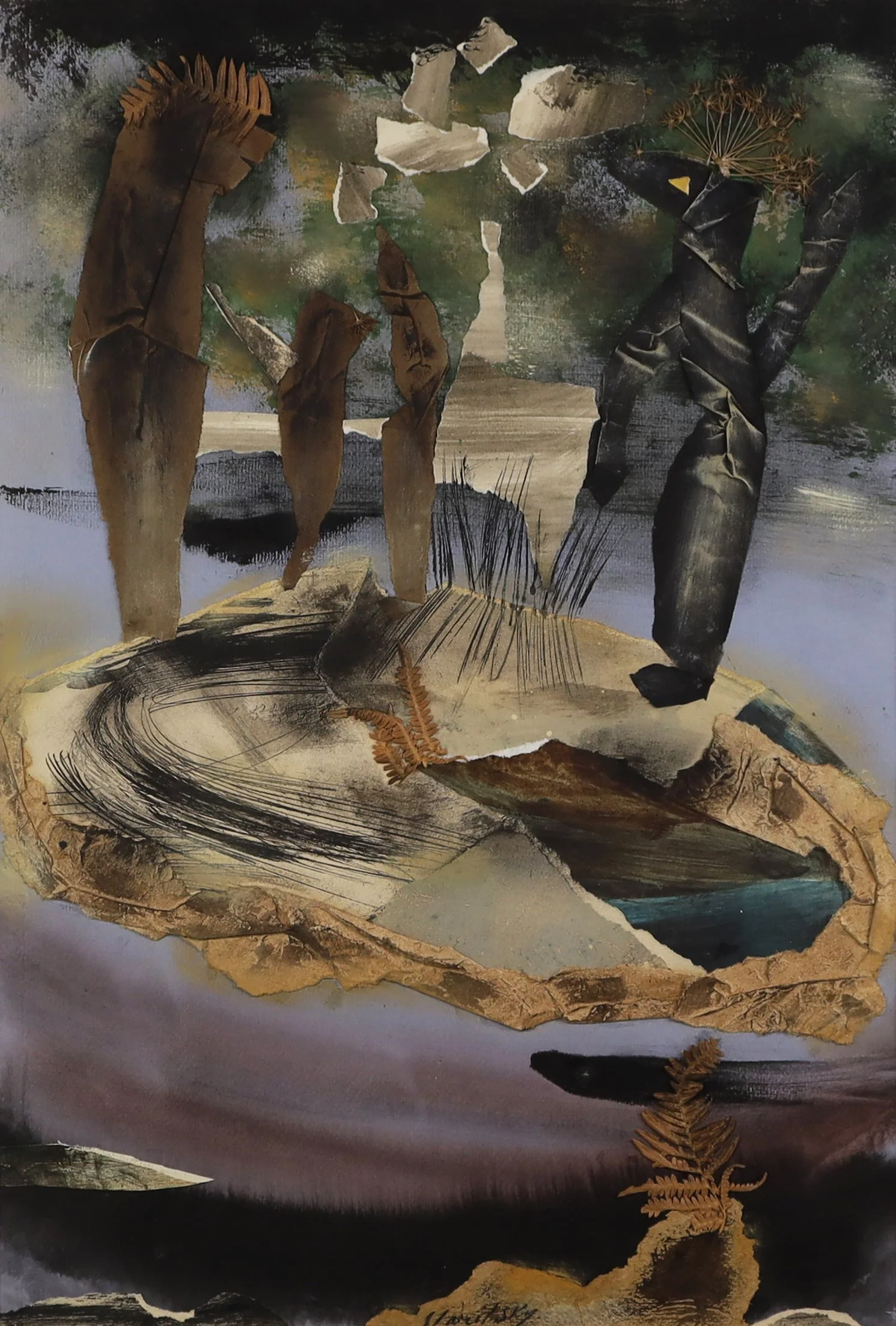 Anna Staritsky, Composition, 1970s. Original collage mixed media artwork by Anna Staritsky.