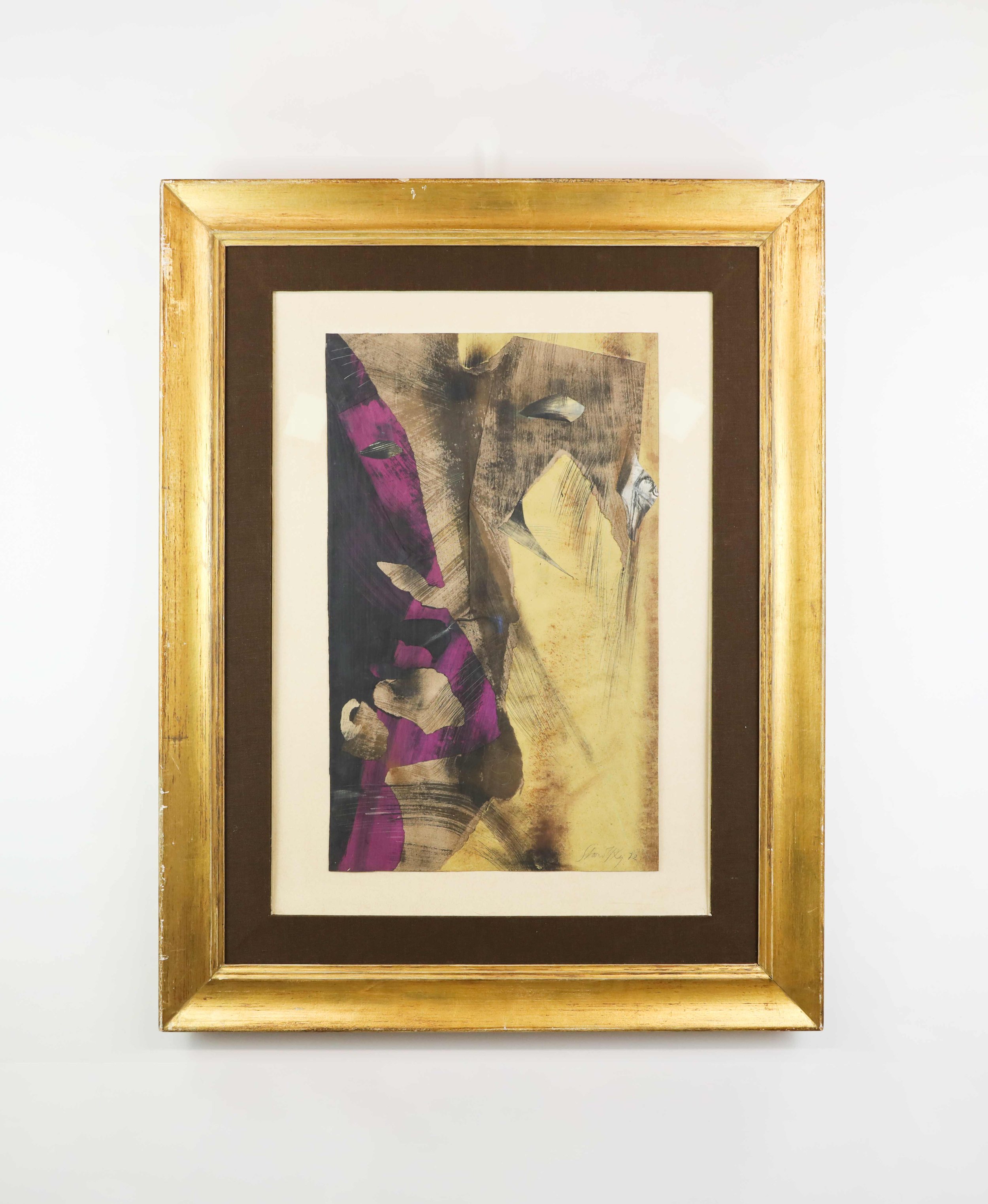 Anna Staritsky, Slavic Games, 1972. Original framed collage artwork by Anna Staritsky