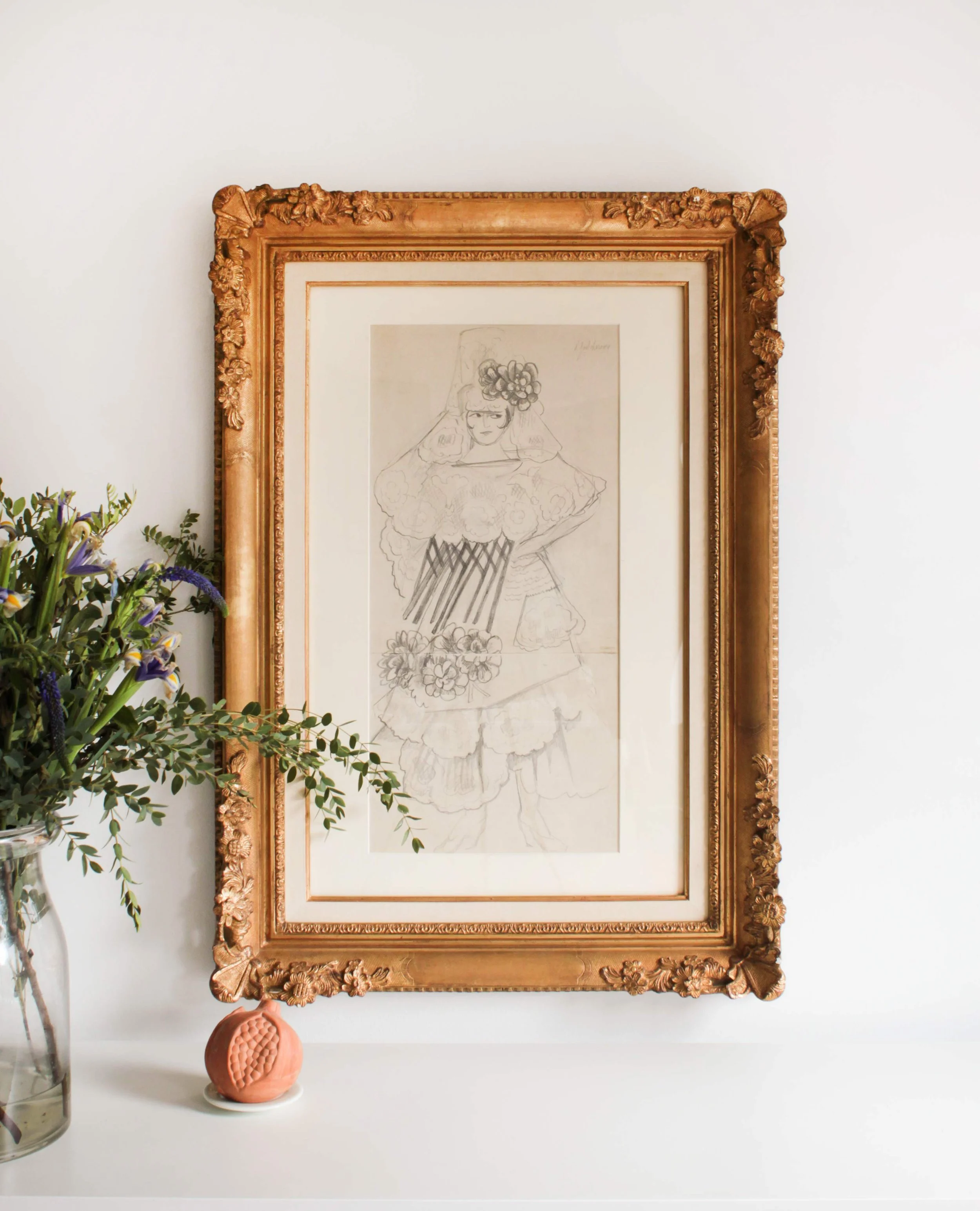 Natalia Goncharova, Espagnole, 1910s. Original graphite pencil drawing by Russian avantgarde artist Natalia Goncharova