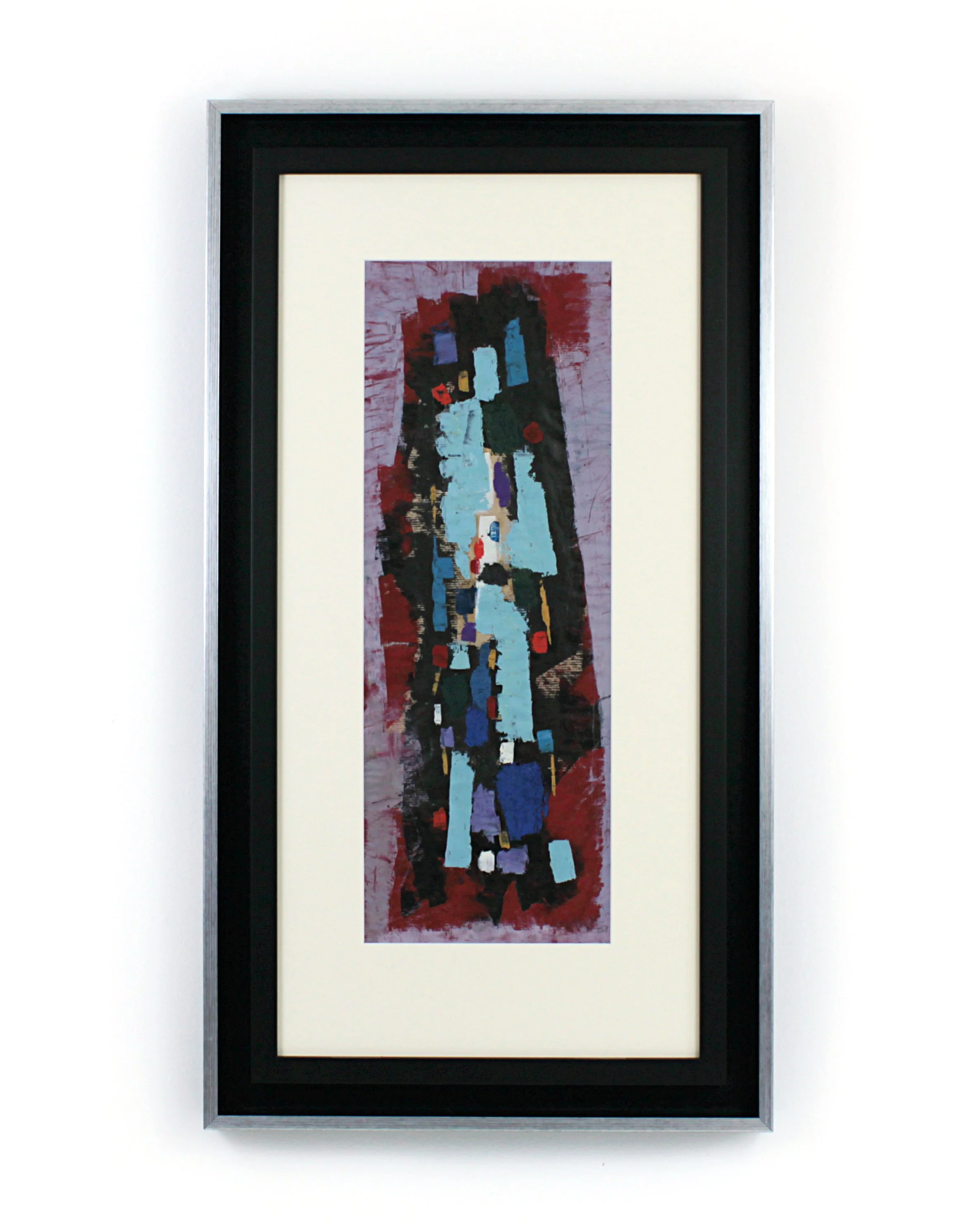 Alexandre Orloff, Composition, 1961. Original abstract oil painting on paper.