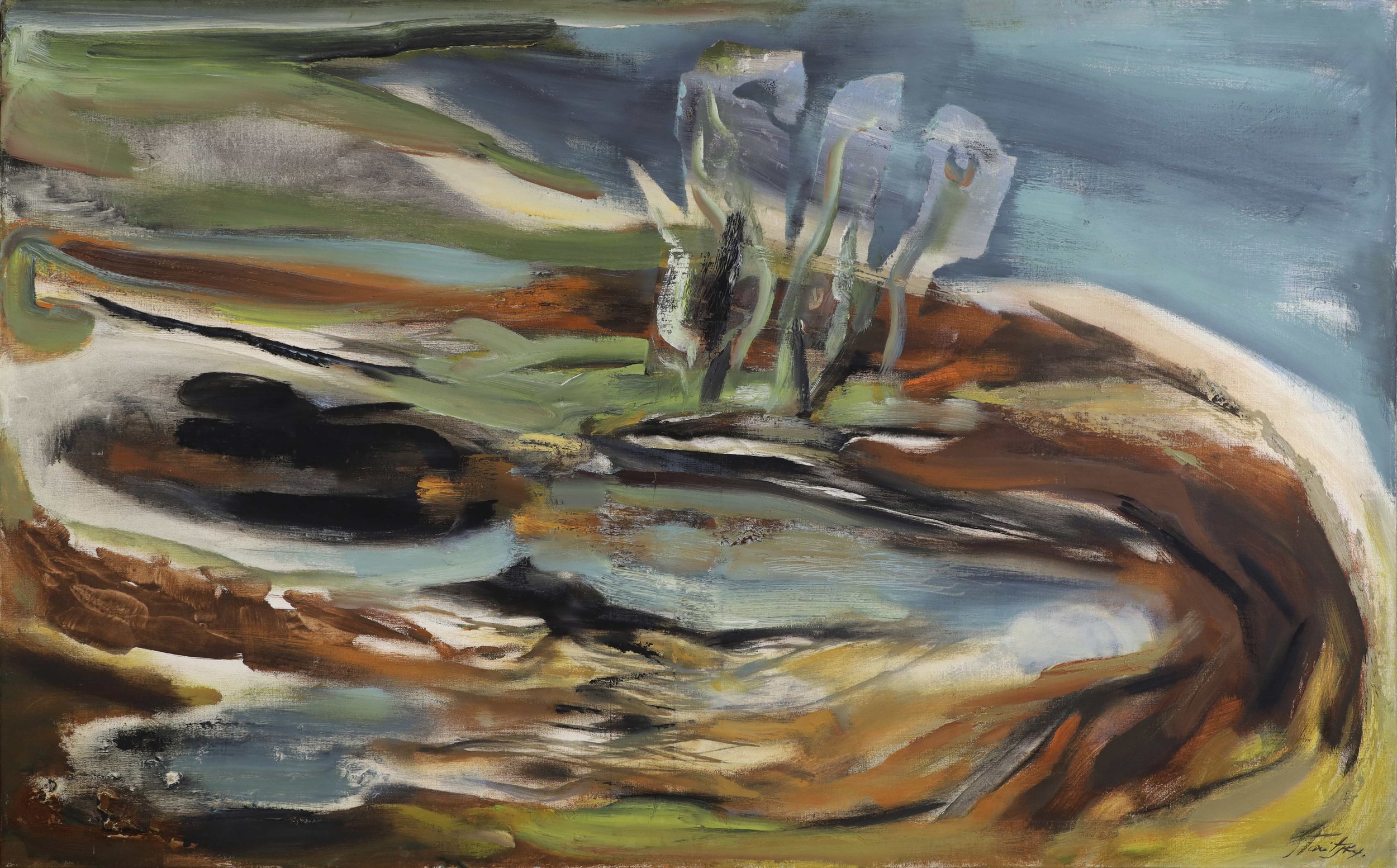 Anna Staritsky, Distant Unravelling, 1960s. Original abstract oil painting by Anna Staritsky.