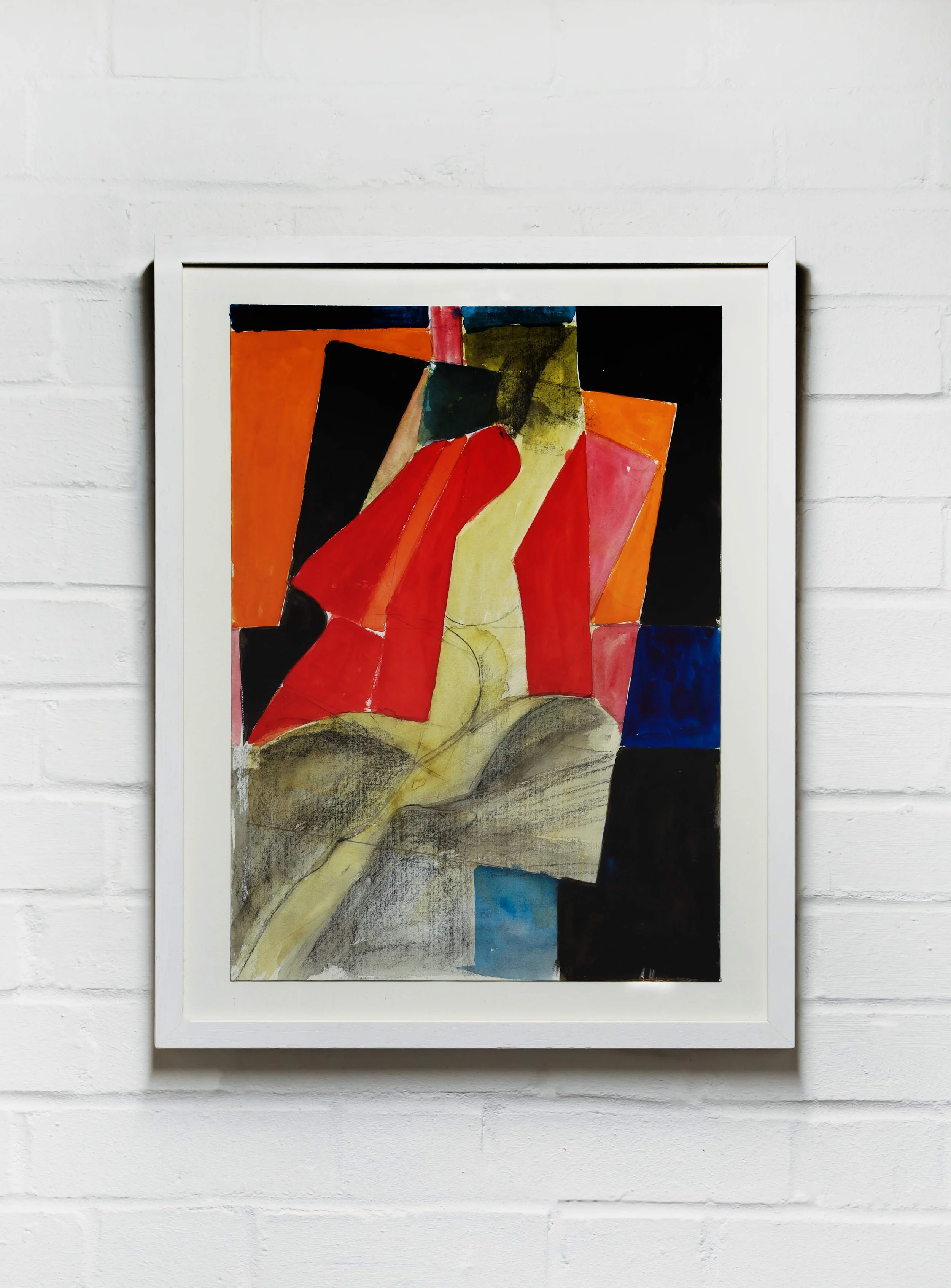 Adrian Heath, Abstract with red and orange, c.1980