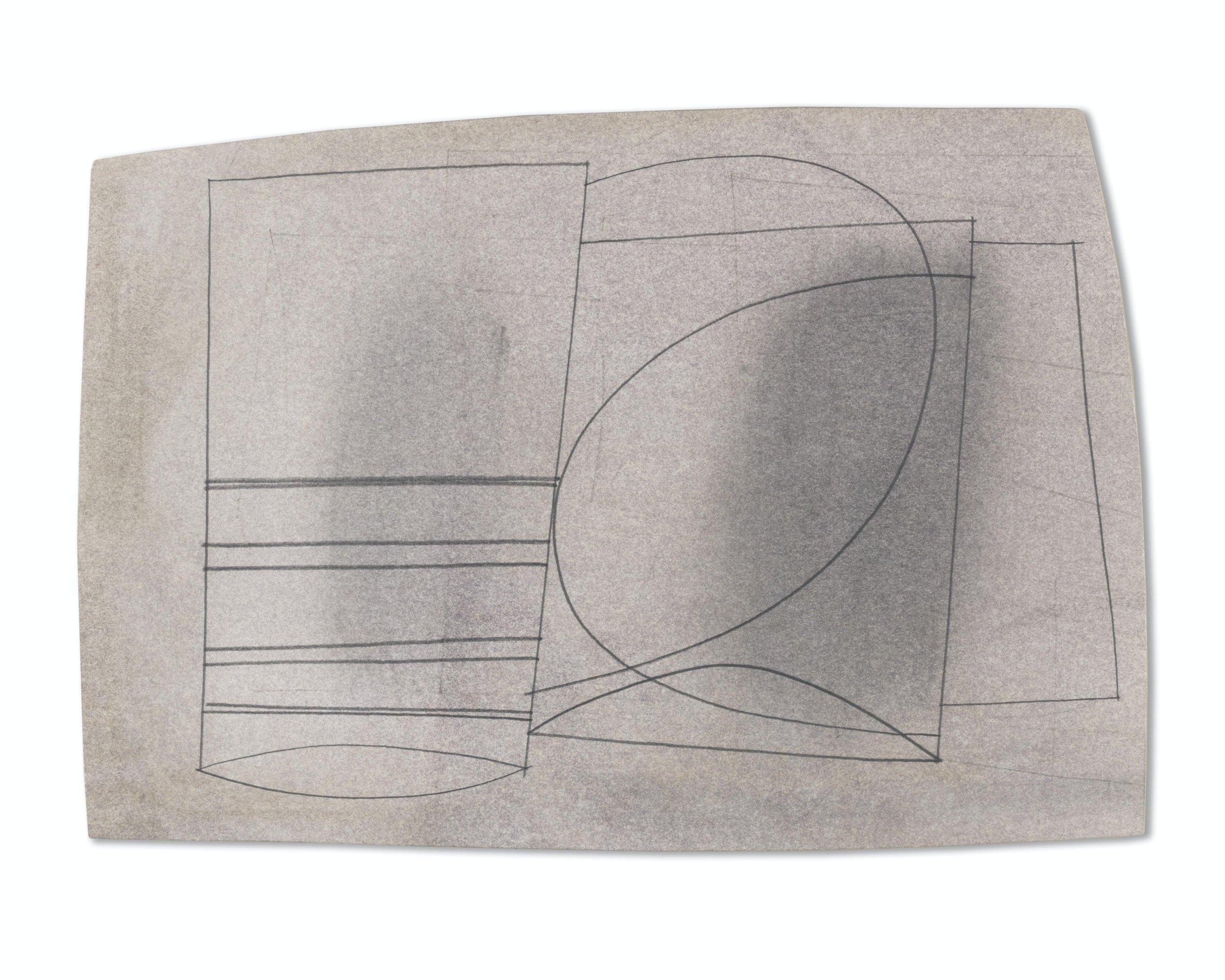 Ben Nicholson - December 1957, for Jeanne Coppel (1957), original pencil and oil wash drawing.