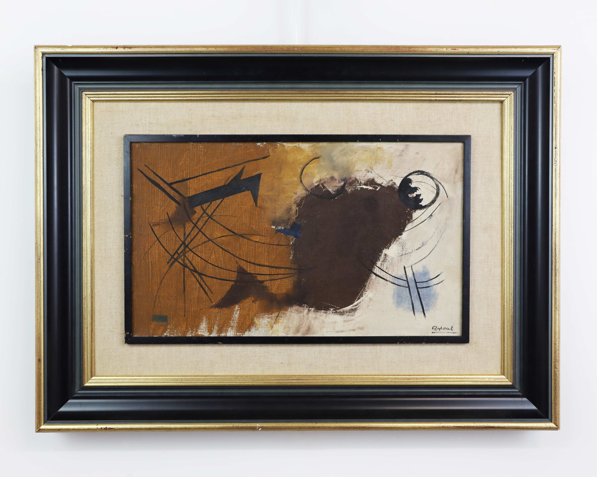 Youla Chapoval - Le poisson (1950). Original abstract painting by Youla Chapoval