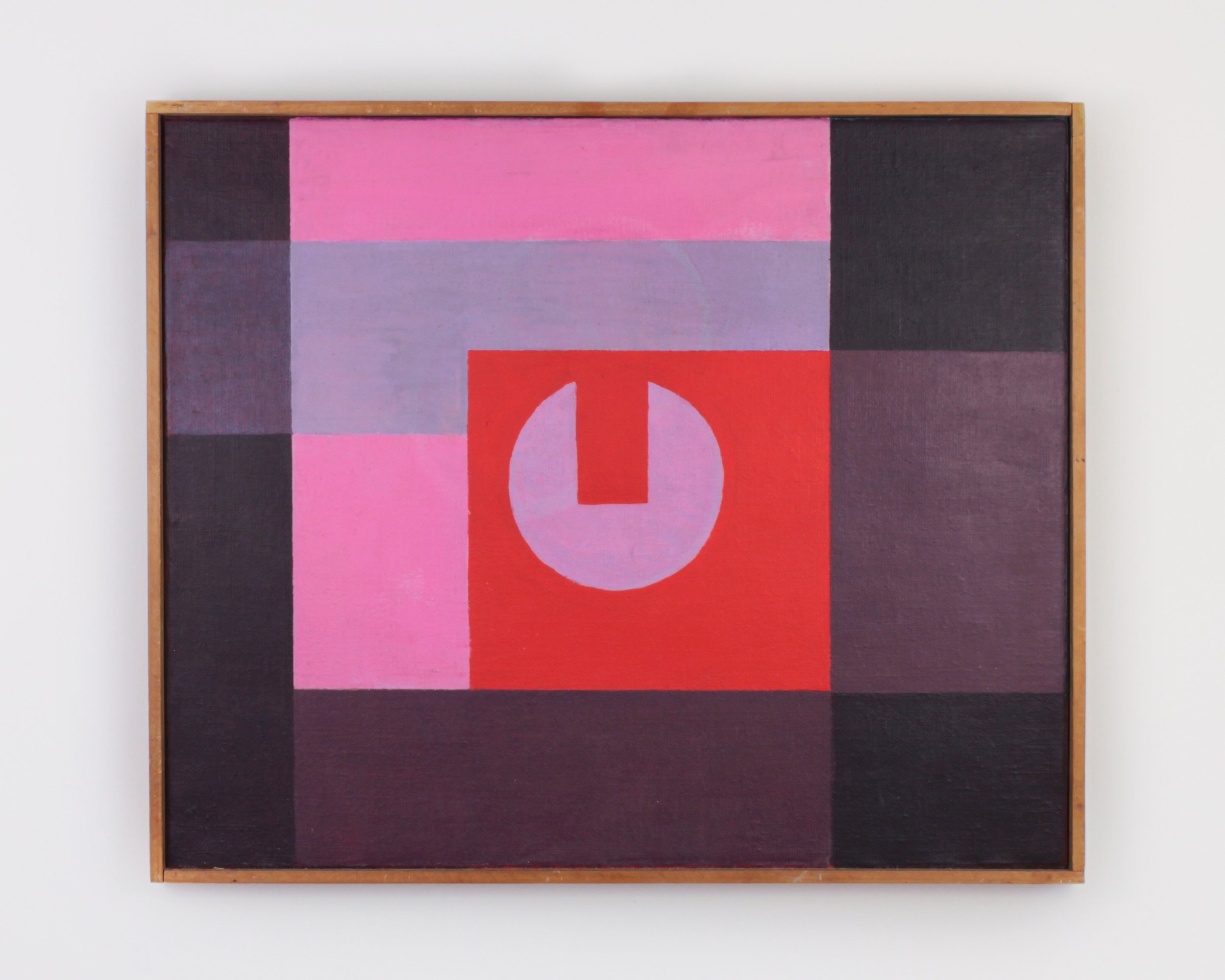 Kathleen Guthrie - Red Centre, original abstract geometric oil painting on canvas.