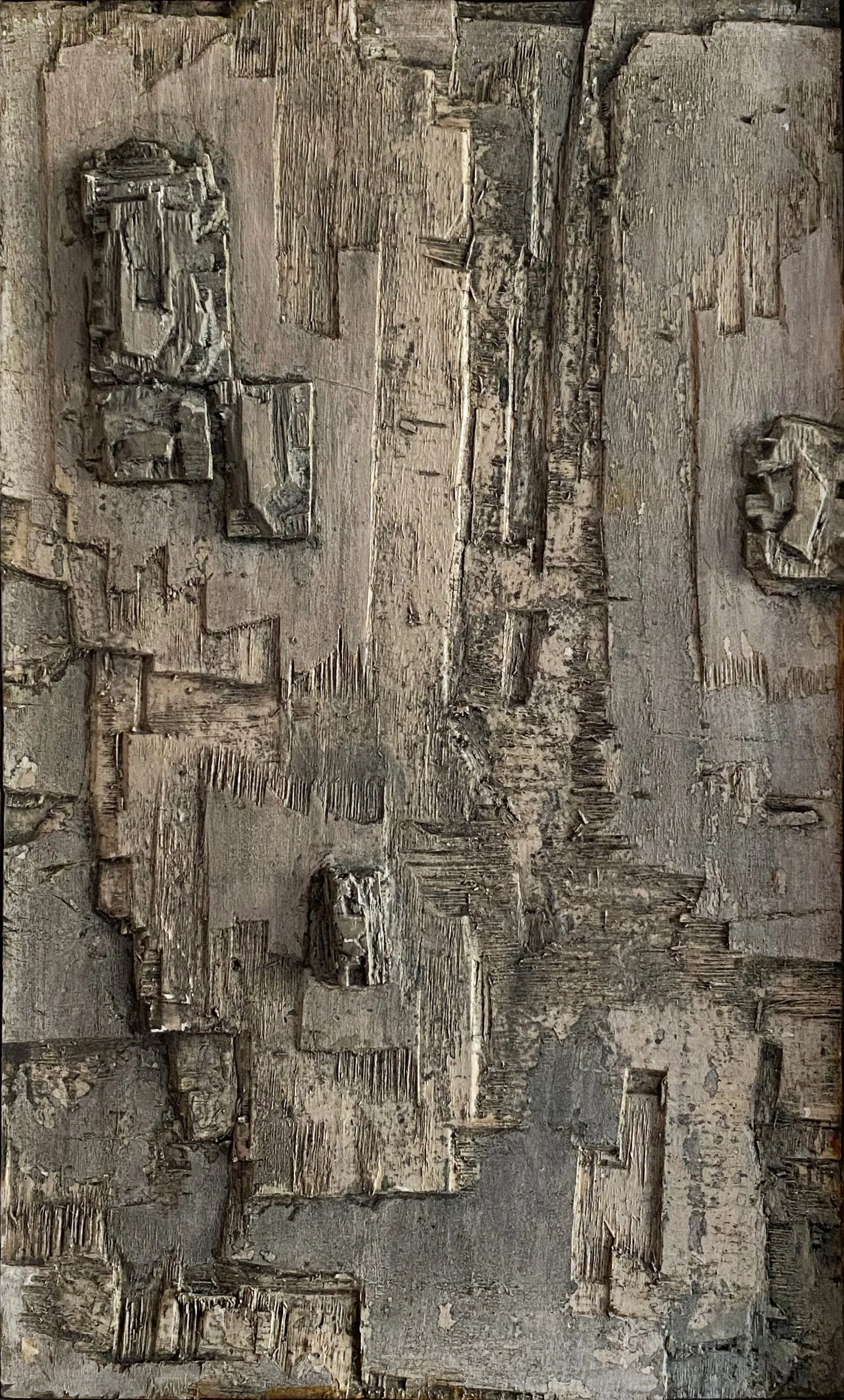 Maurice Jadot, Relief (5-1966), 1966. Painted wooden carved relief on board, 43 by 26 cm.