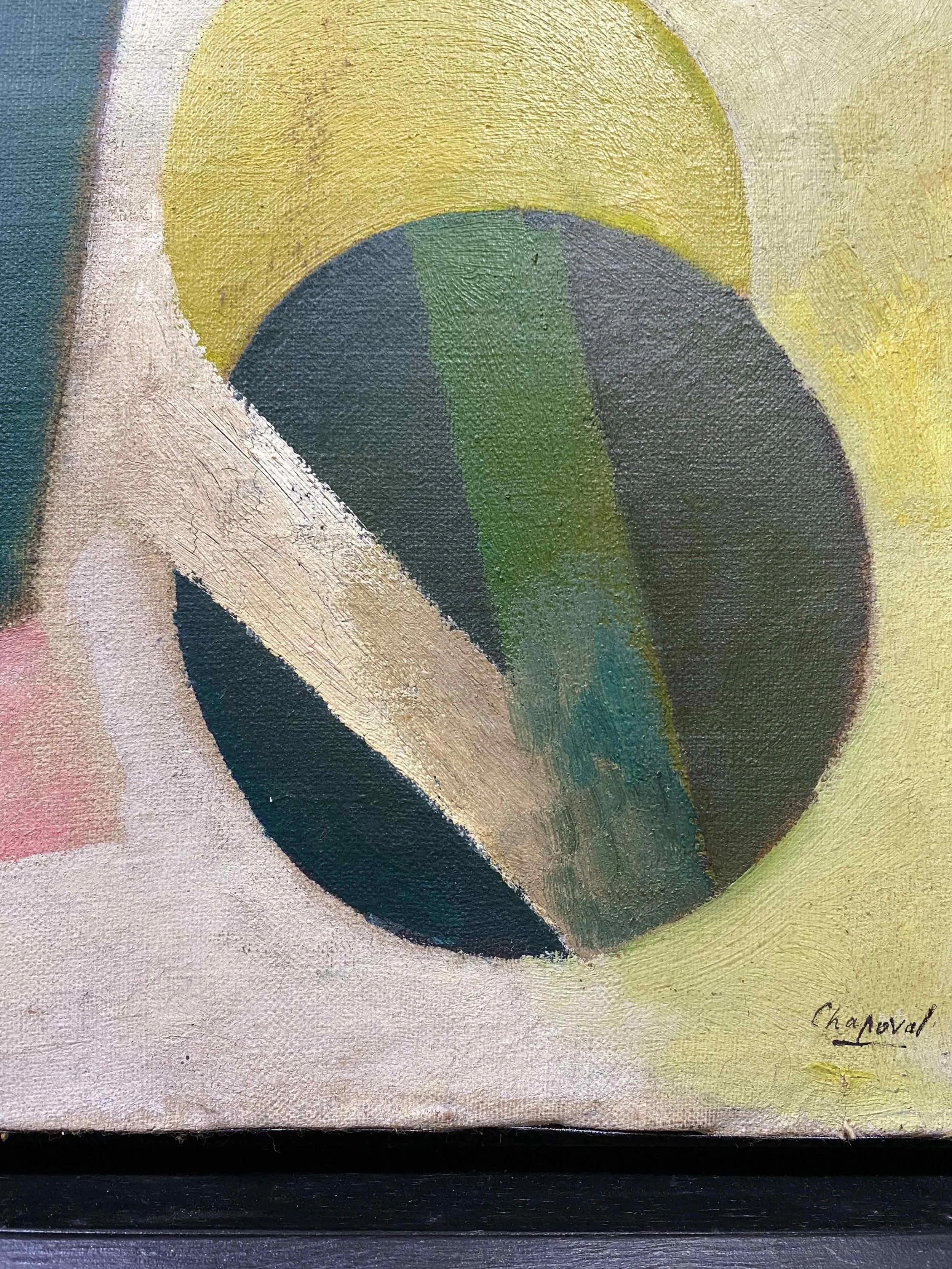 Youla Chapoval, Lances, 1949. Original abstract oil painting by Youla Chapoval, signature detail