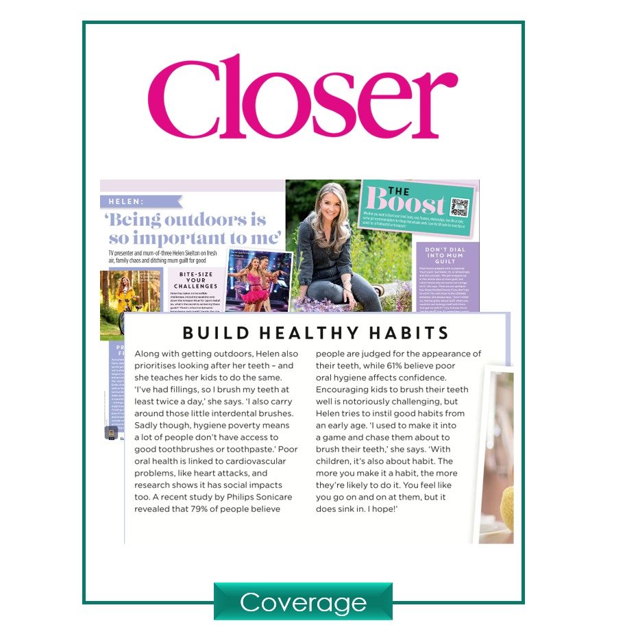 We were excited to see our client @philipsuk Sonicare featured in this week&rsquo;s Closer magazine spotlighting the inspiring @helenskelton 

In a powerful interview, Helen shares surprising findings from new Philips Sonicare research; including the