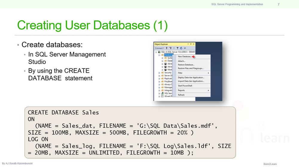อบรม SQL Server for Developer — Born2Learn