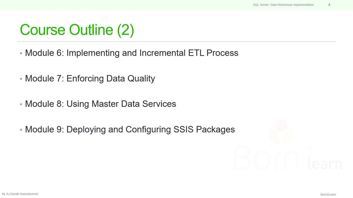 อบรม SQL Server Data Warehouse — Born2Learn