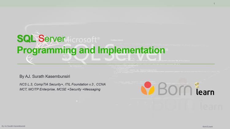 อบรม SQL Server for Developer — Born2Learn
