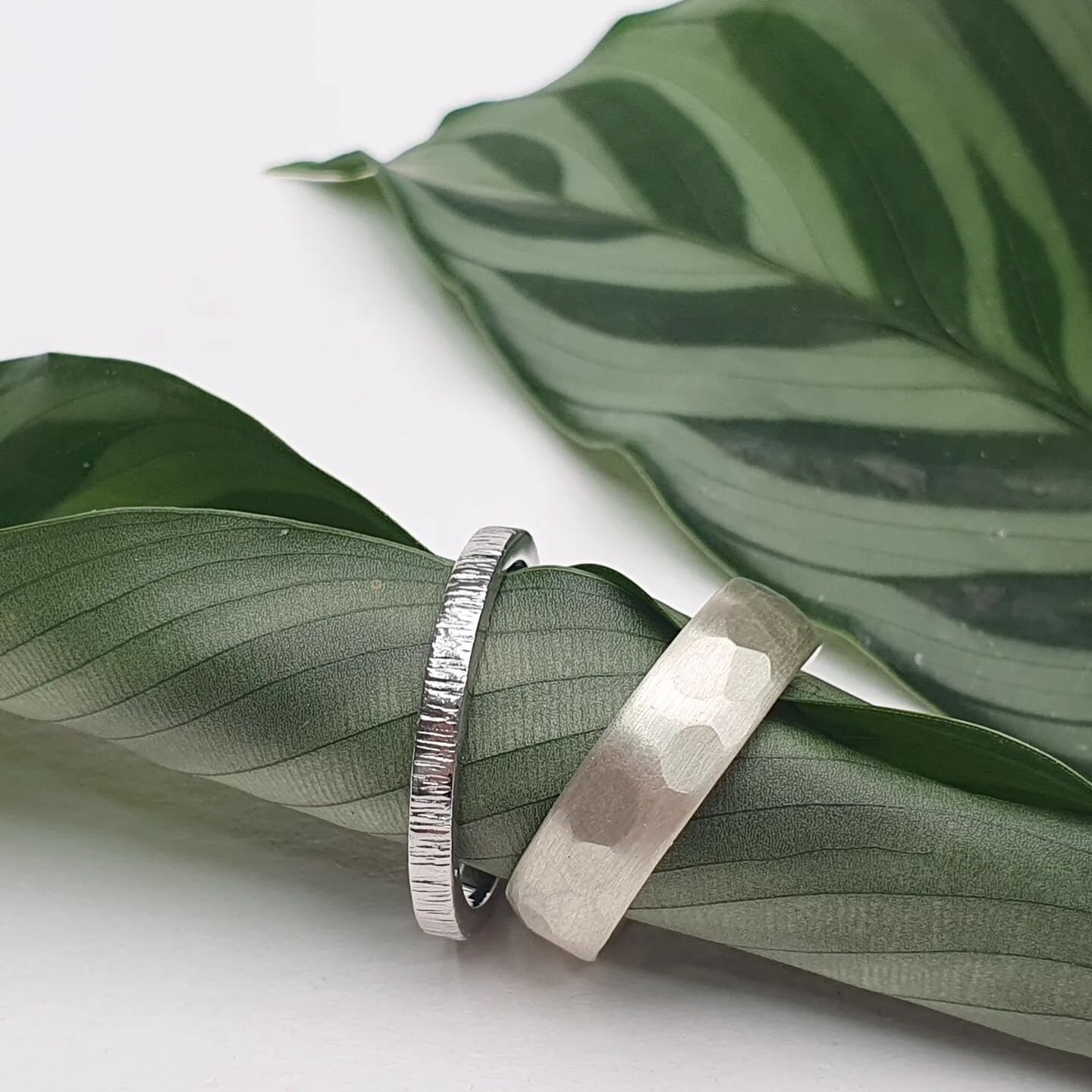 Just look at these textured beauties for wedding rings! Bent, hammered and finished by the hands of Jocelyn and Cameron for each other. ❤

Having met while studying forestry together right here in Scotland, it only seemed right for them to incorporat