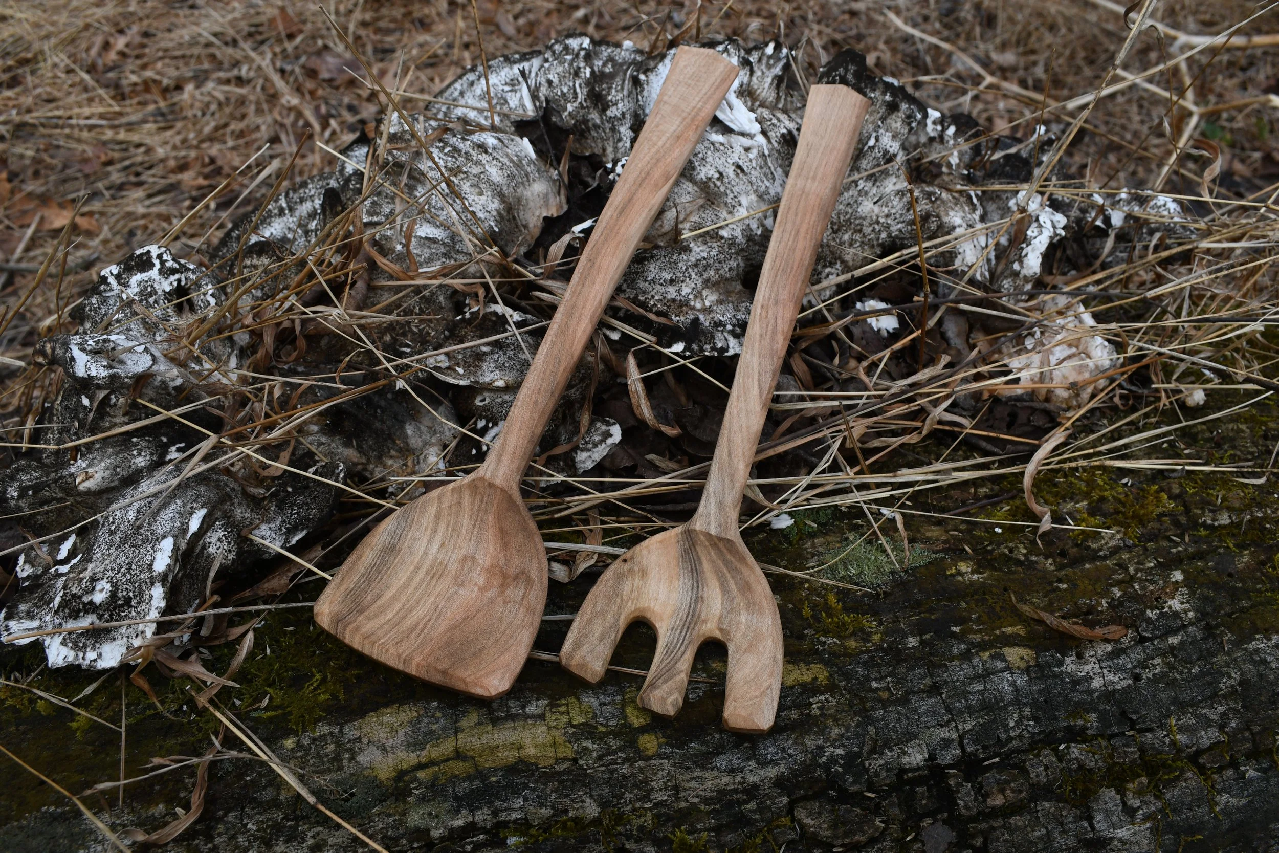 Maple Salad Servers with long handles