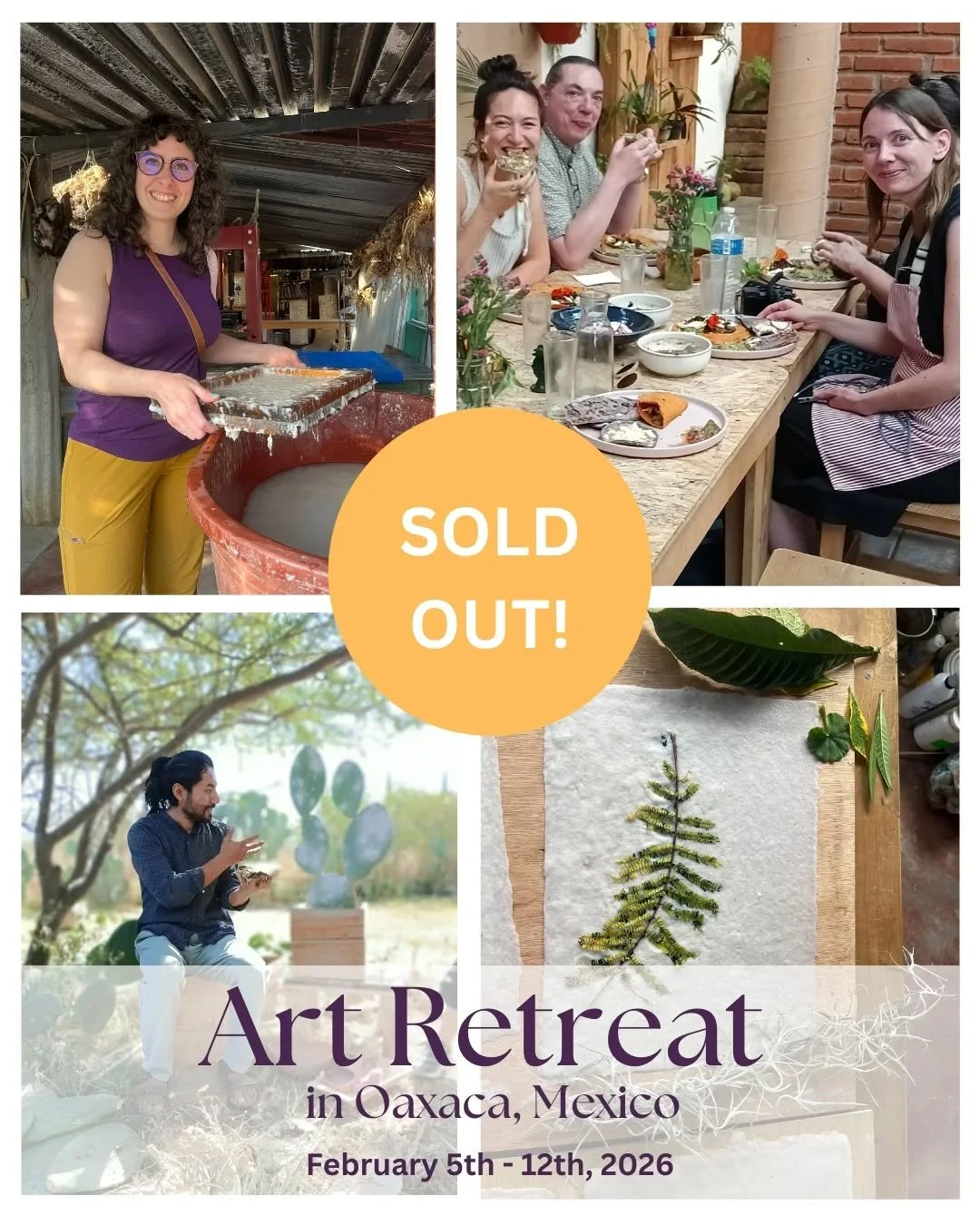 For the second year in a row, our Oaxaca Art Retreat is fully booked again.

I'm so excited to meet the whole group in February and spend some time in one of the most inspiring places on earth. 

Nature. Art. Adventure. Good Food. Love and Joy. That'