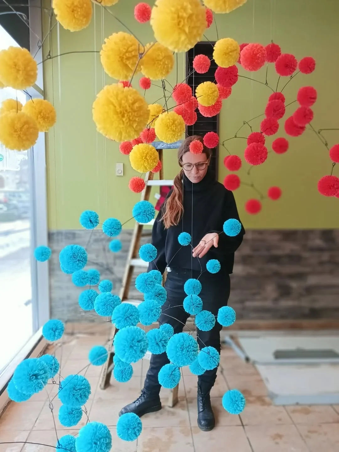 Yesterday was installation day of MANY COLOURS, ONE SKY for the @designtofestival. We transformed an old restaurant into a space of joy and wonder. 

Thanks to the best assistant one can ask for @billowsophy who worked with me tirelessly to bring thi