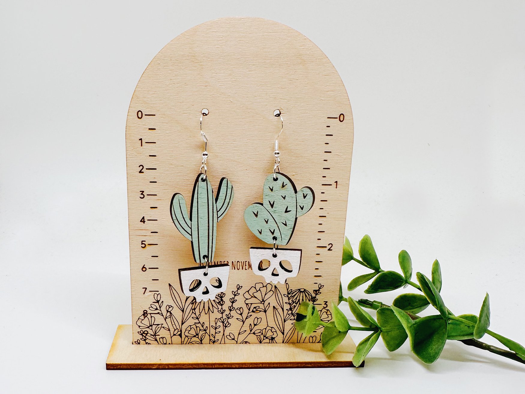 Cactus Skull Dangle Earrings