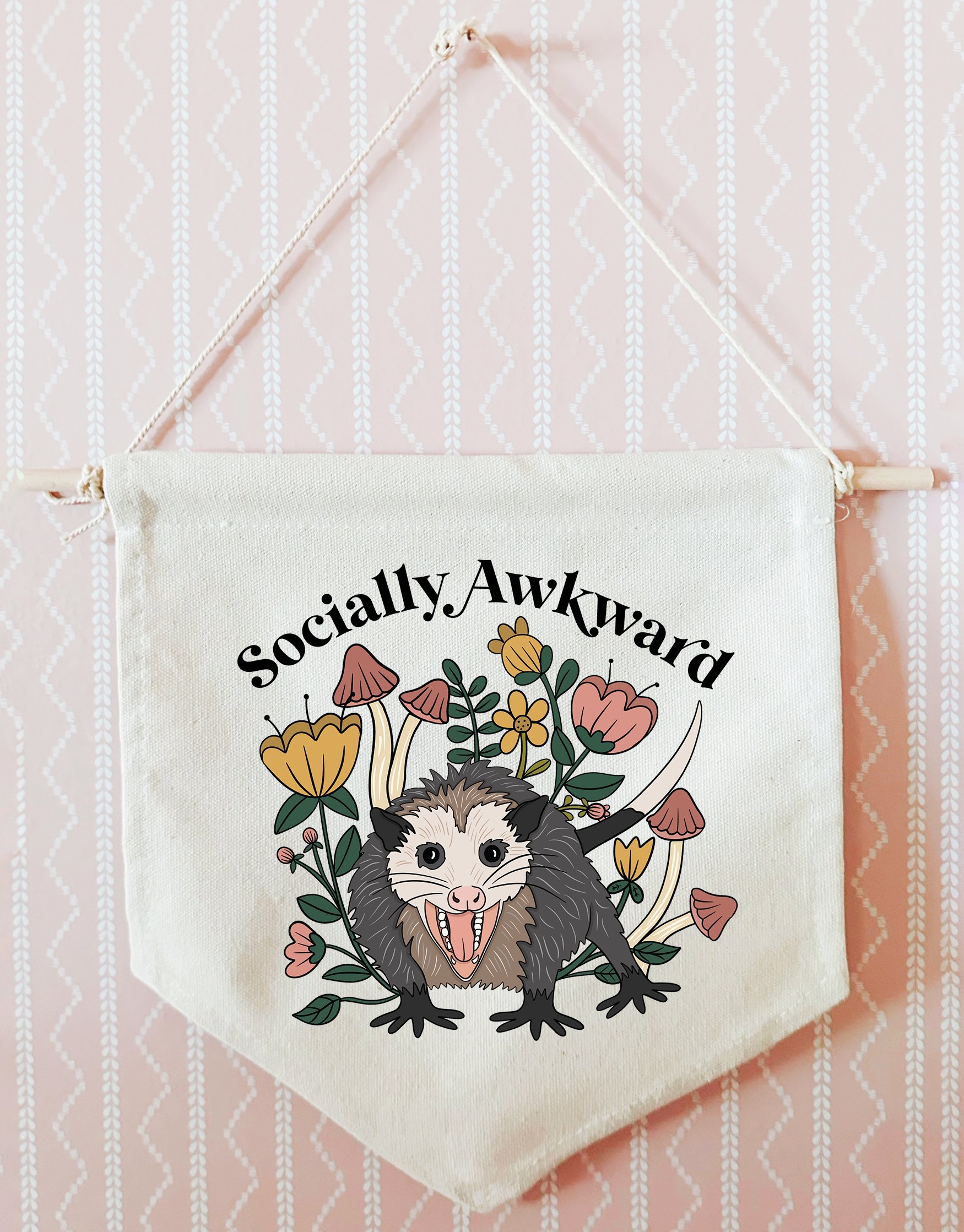 Socially Awkward Possum Pennant Flag