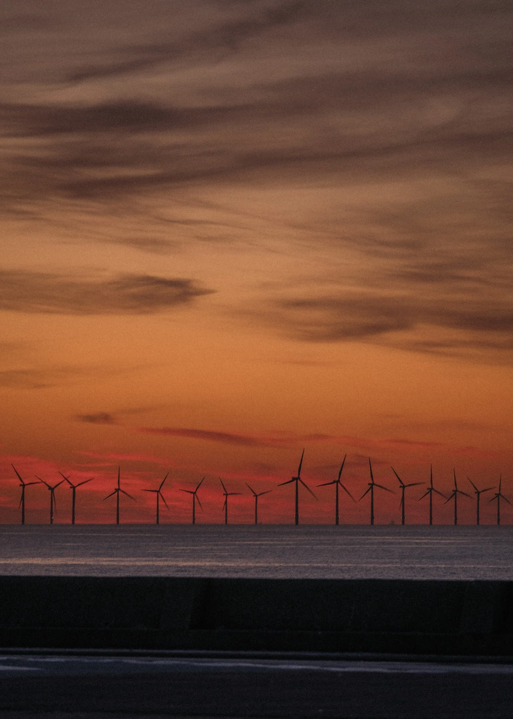 Offshore wind turbines on the sea