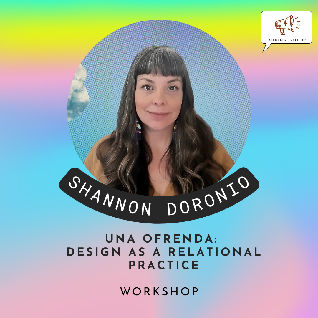 Shannon Doronio, she/her

Shannon Doronio Chavez is a mixed-race Chicana graphic designer, educator, mother, and storyteller whose work explores design as a relational and cultural practice. Shaped by land, subculture, and ancestral memory, her creat