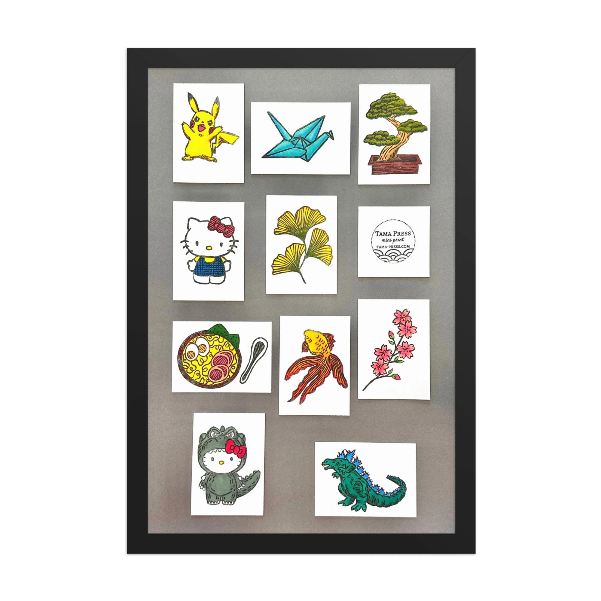 Japanese Mini Print Set - 11" x 17" - Framed
