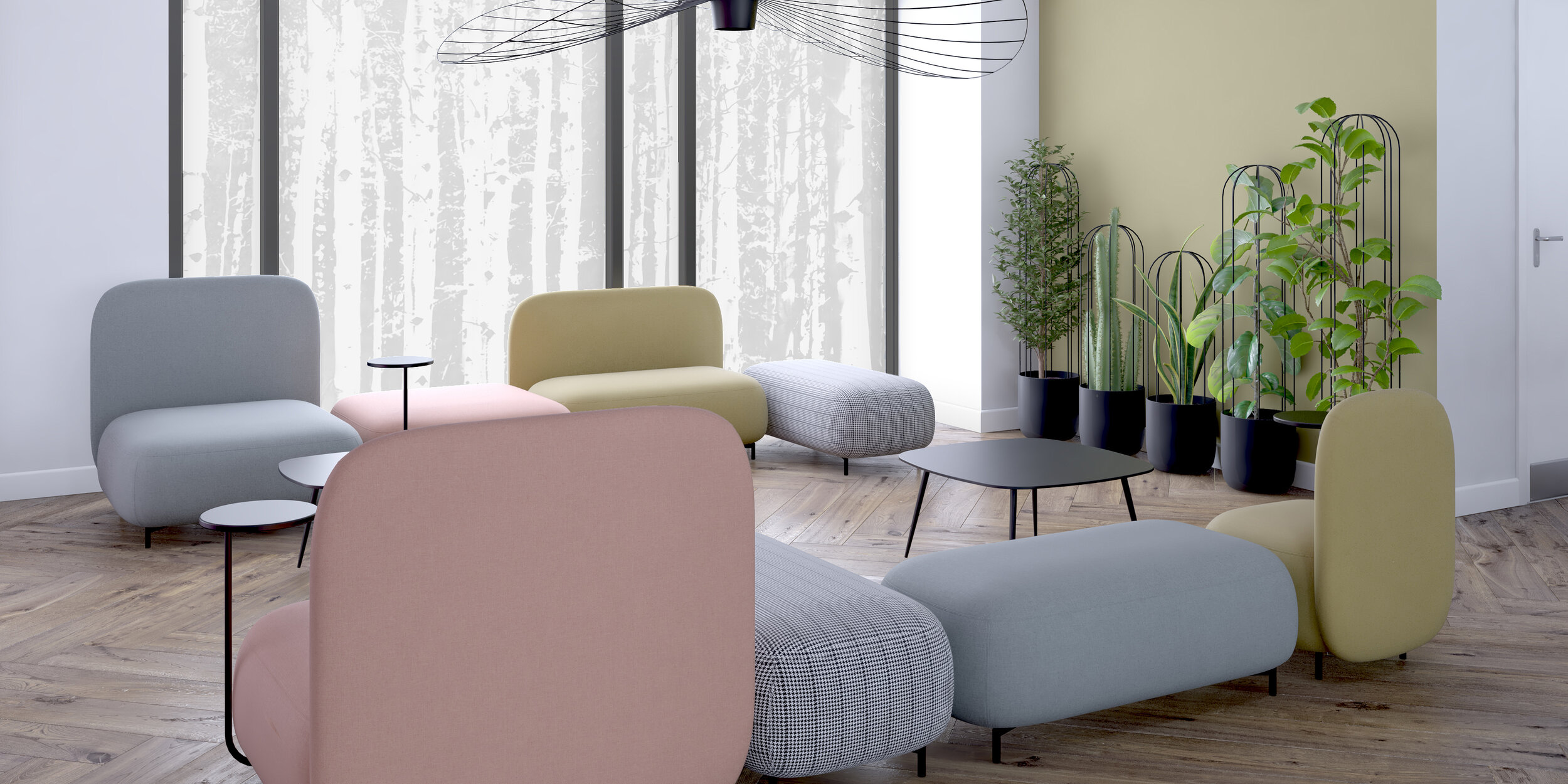 Soft seating area in study room