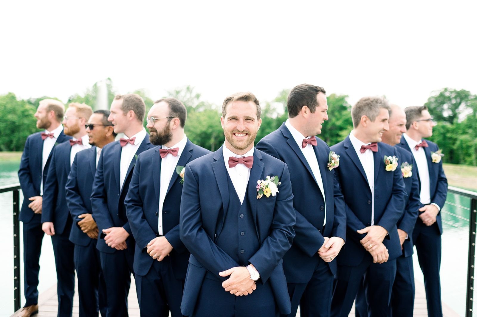Groom and groomsmen enjoying a wedding weekend near Cincinnati