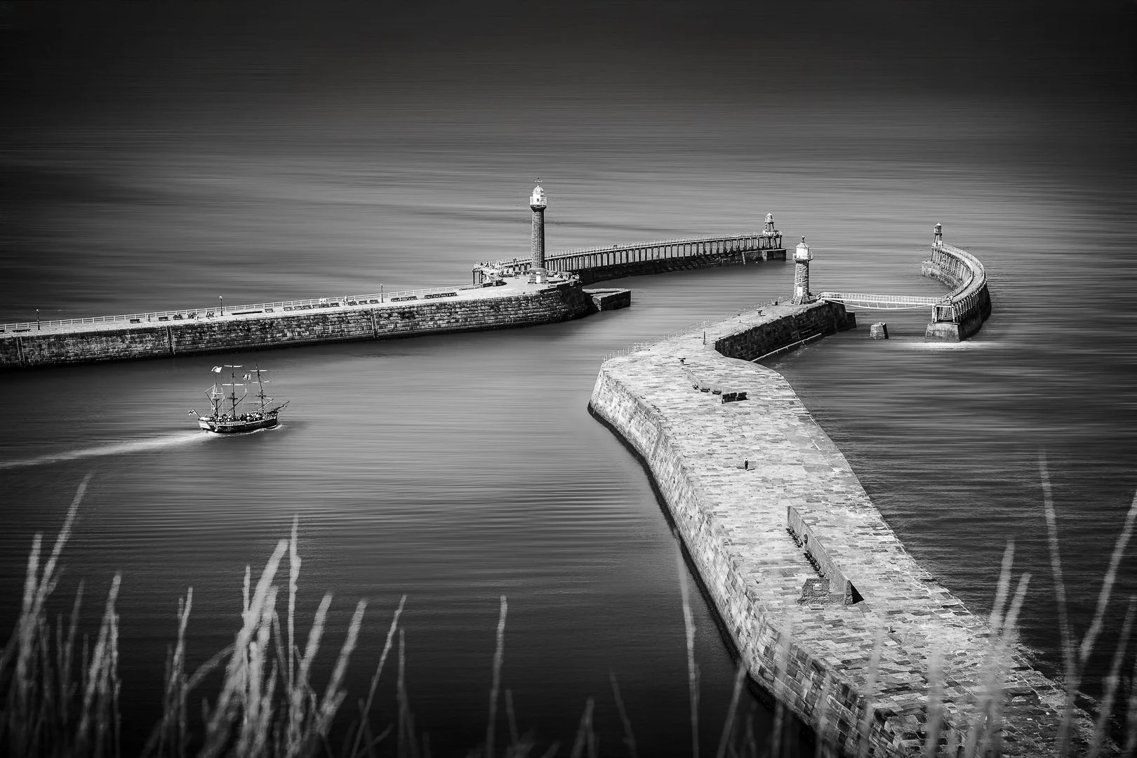 A pirate ship leaves Whitby harbour
