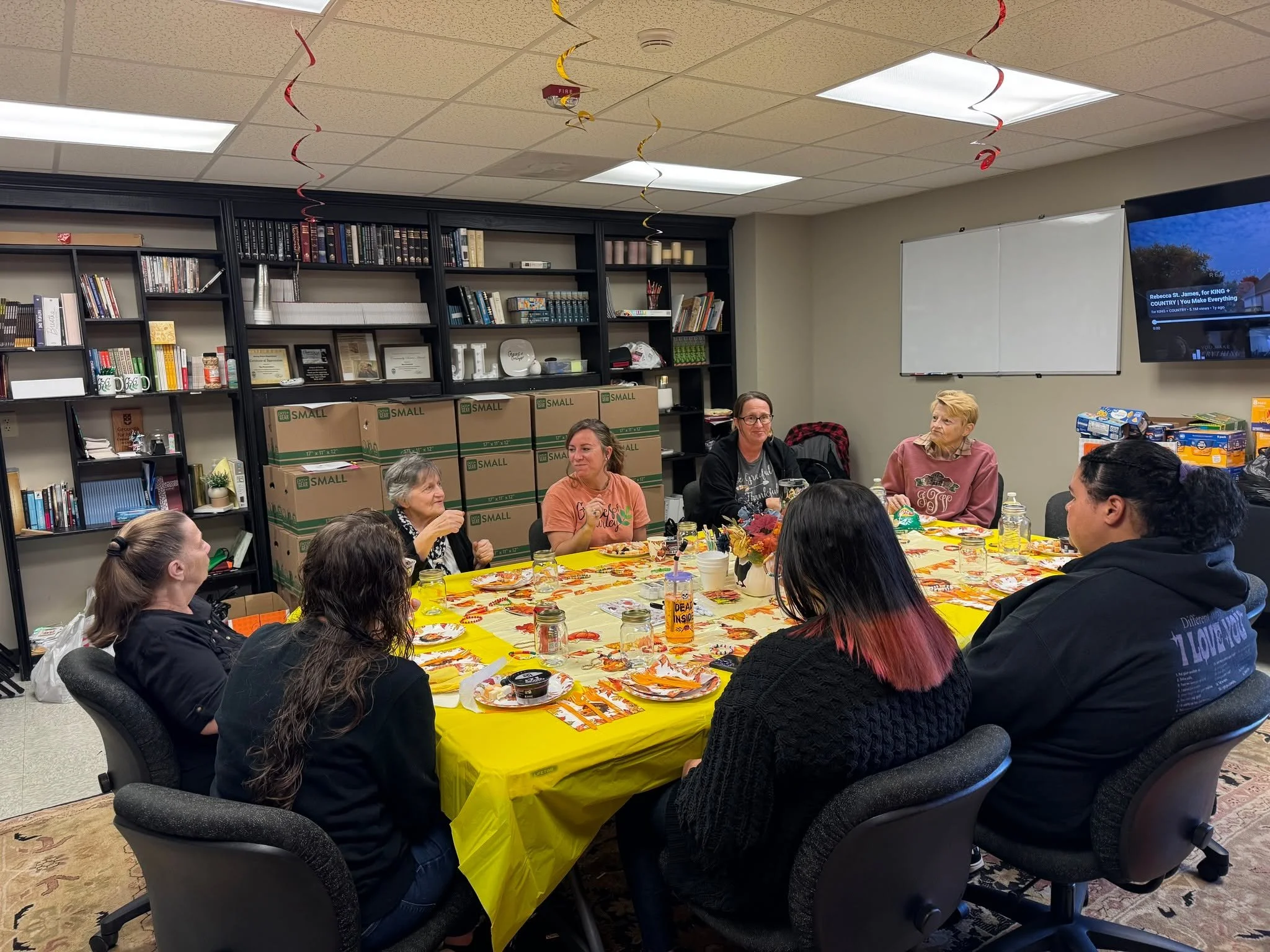We had a great time at our monthly craft lunch. Thanks to the sweet ladies who stayed and helped us get ready for our Thanksgiving food pack and to Lyz who is the hostess with the mostest! We hope you'll join us for the December craft day which will 