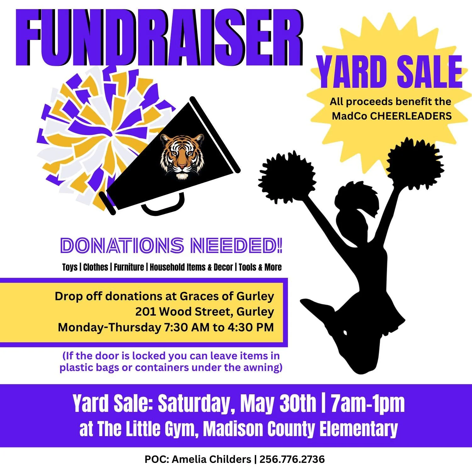 Rainy weekend + closets = the perfect time for a little &ldquo;out with the old, help the community&rdquo; magic. 🌧️🧺✨
Bring your gently used items to Graces of Gurley! Next week is the last week to donate items to the FUNDRAISER YARD SALE benefiti
