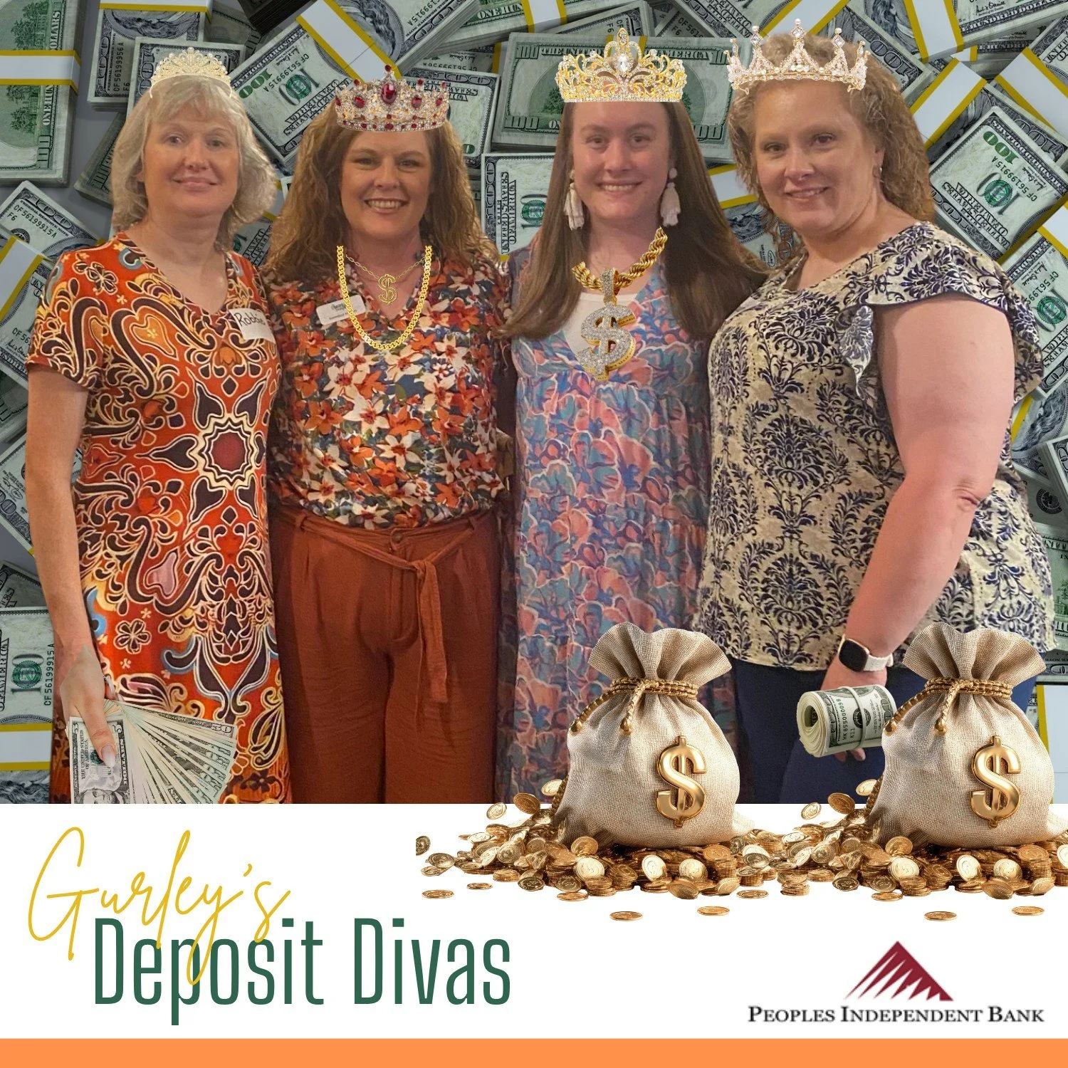💵 GURLEY BUGGY DERBY&hellip; Meet the Contestants! 🛒✨
Introducing&hellip; The Gurley Deposit Divas! 💃💰
Better known as the friendly customer service team from People's Independent Bank, these ladies are ready to &ldquo;show us the money&rdquo; wi