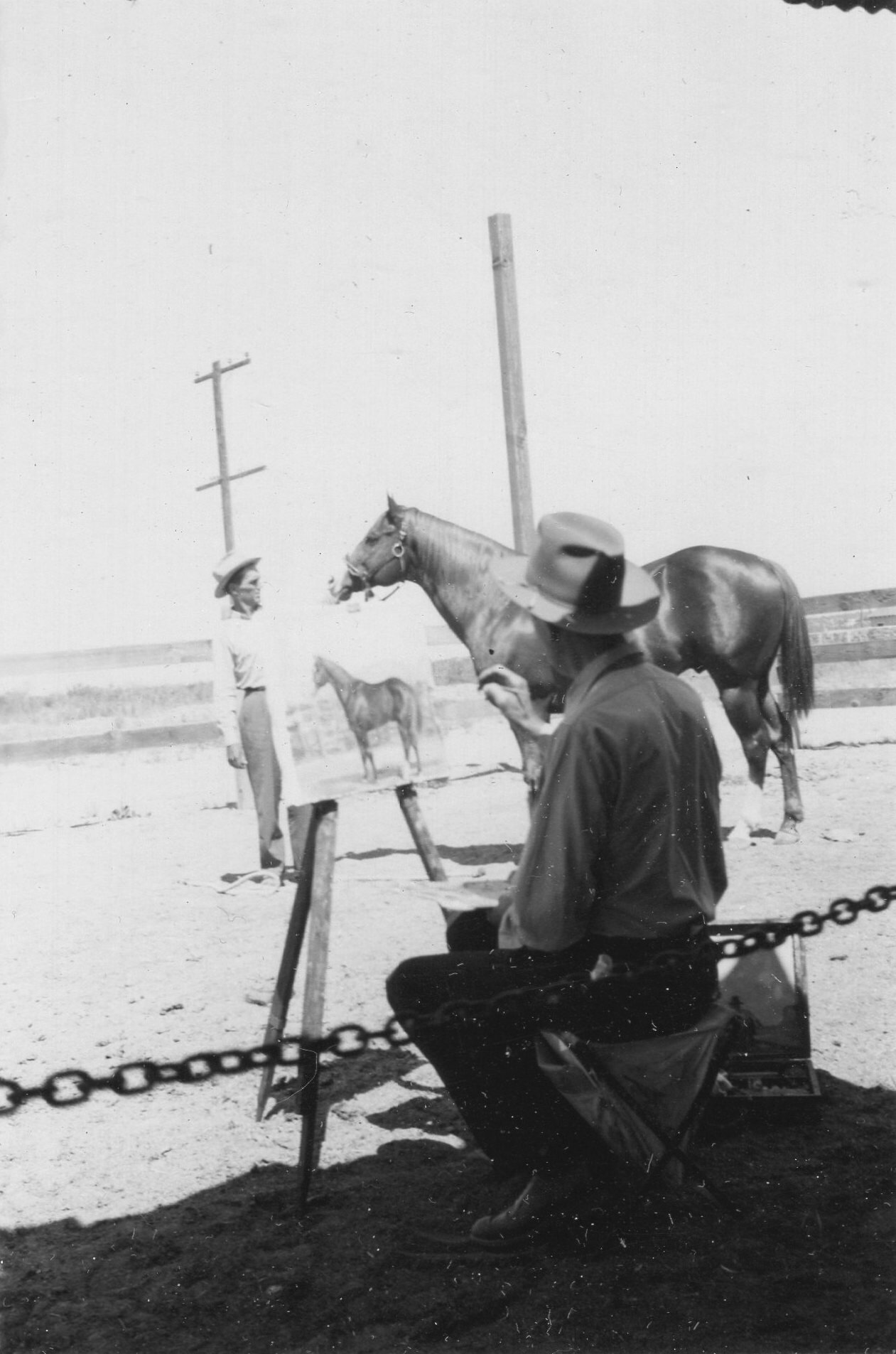  Louis Lundean painting Joe Reed II during his honeymoon with Marjorie Daingerfield, Tuscon, AZ, 1946. Private Collection. 
