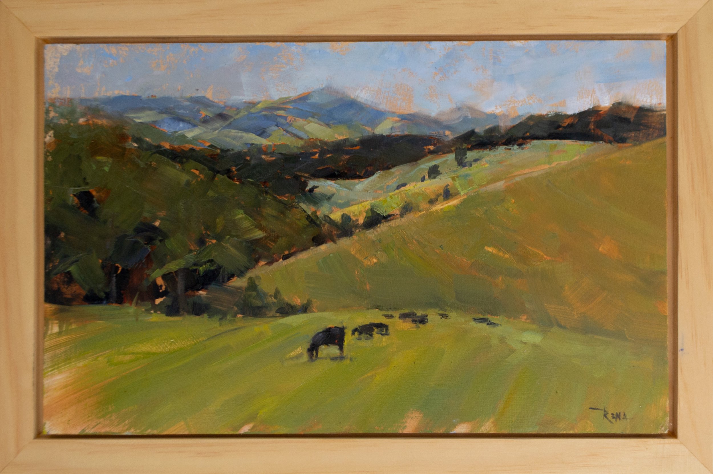 4th: Rena Powell, "Blue Ridge Cows". Oil.