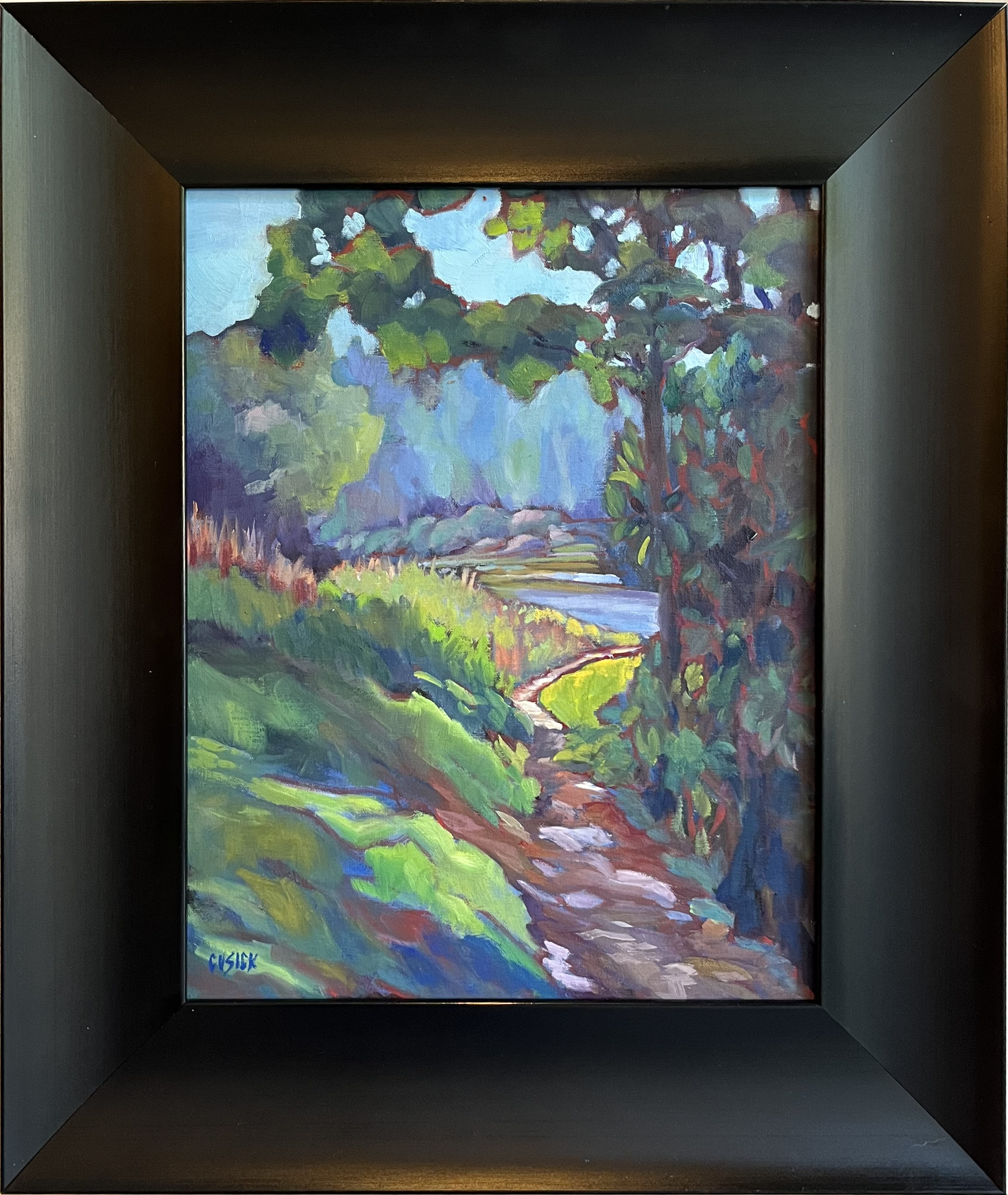 lori cusick on the way to trout lake oil on linen.png