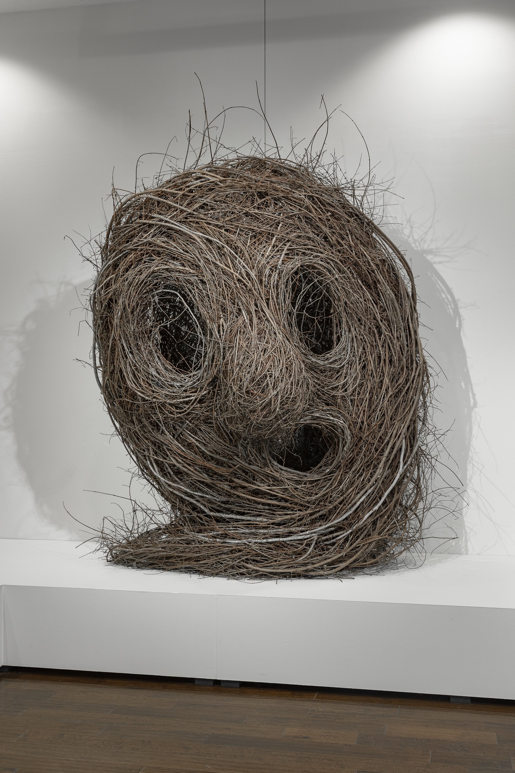  Installation View,  Patrick Dougherty: Pilgrimage  (November 15 - May 17, 2026),   Blowing Rock Art &amp; History Museum. Photo: Josh White 