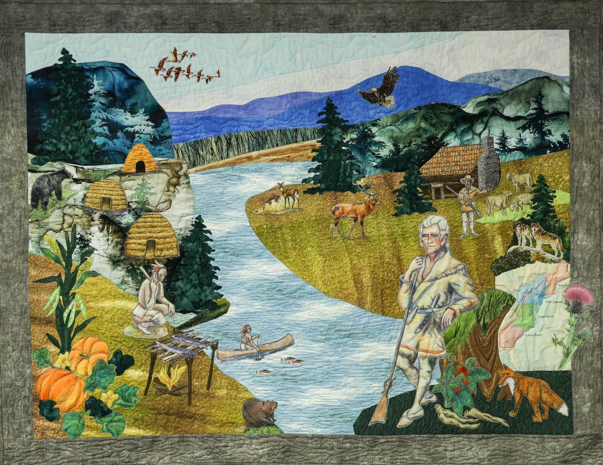  Patty Blanton, Susan Payne, Sue Corcoran, Susan Sweet, and Irina Robinson, Watauga County Commemorative Quilt,  2024, 14 in, Blowing Rock Art &amp; History Museum.  