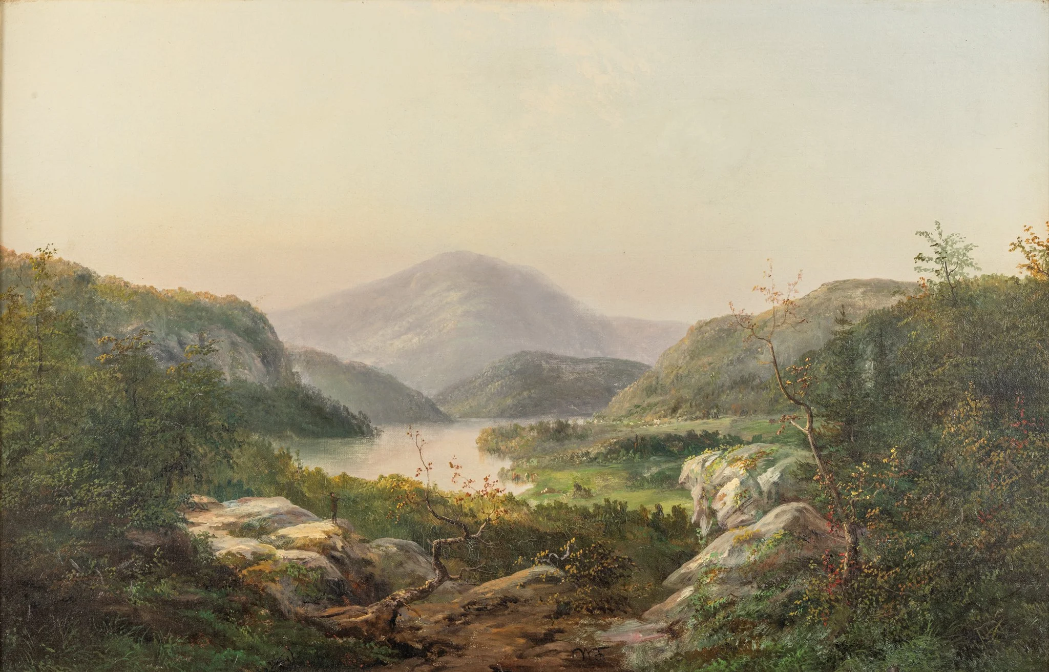 William Charles Anthony Frerichs (Belgian American, 1829-1905),  Grandfather Mountain, North Carolina , c. 1860. Oil on canvas, 22.25 × 34 in. Gift of Welborn &amp; Patty Alexander. BRAHM Permanent Collection, 2014.1.03. Photo: Josh White 