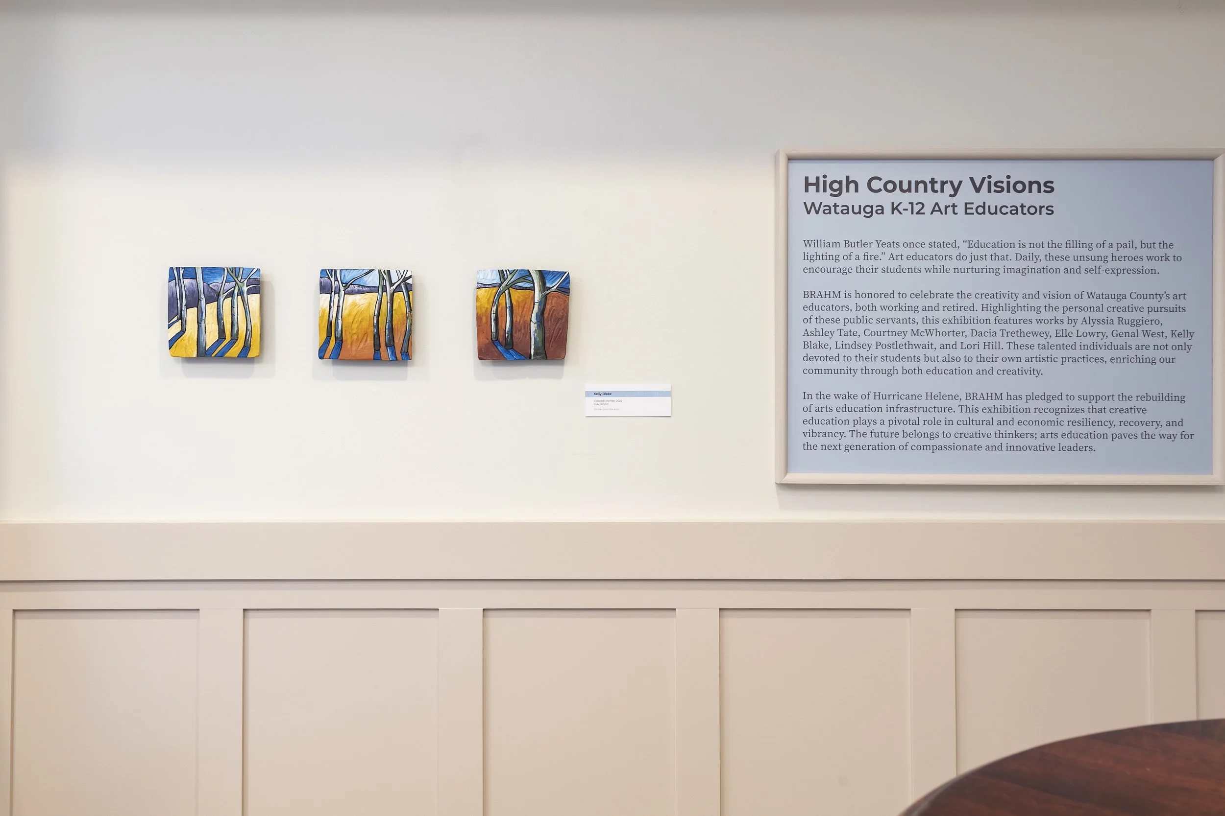  Installation View,  High Country Visions: Watauga K-12 Art Educators  (December 5 - December 29, 2024), Blowing Rock Art &amp; History Museum. Photo Josh White 