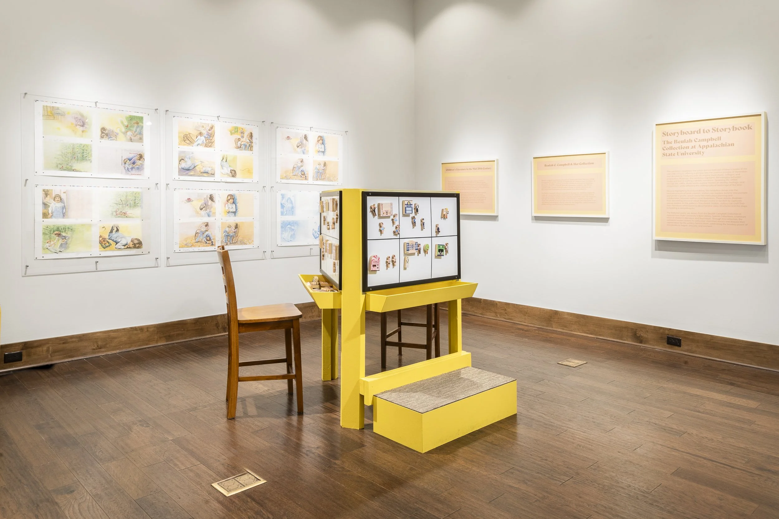  nstallation View,  Storyboard to Storybook: The Beulah Campbell Collection at Appalachian State University   (December 20 - June 8, 2025), Blowing Rock Art &amp; History Museum. Photo: Josh White 