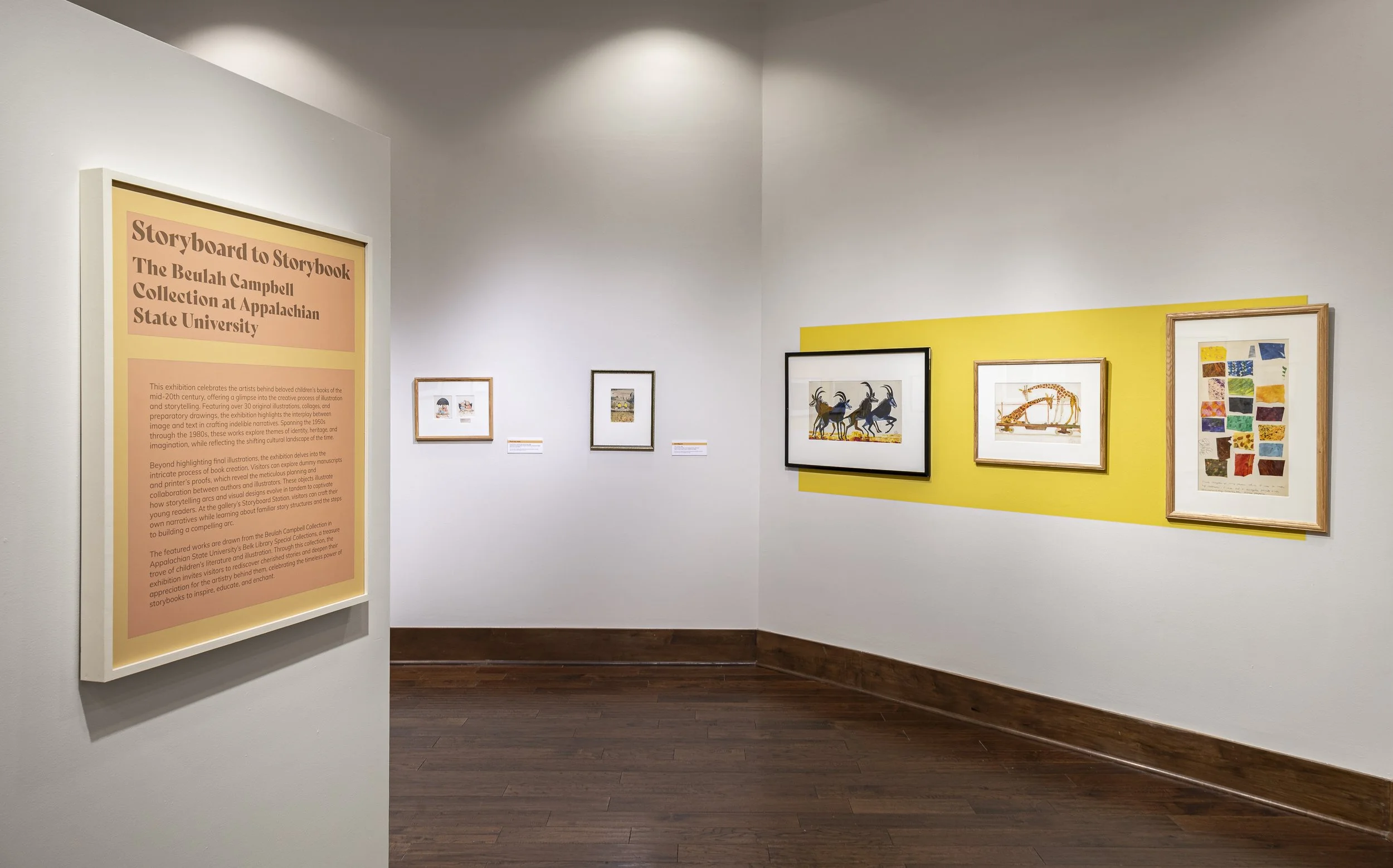  Installation View,  Storyboard to Storybook: The Beulah Campbell Collection at Appalachian State University   (December 20 - June 8, 2025), Blowing Rock Art &amp; History Museum. Photo: Josh White 
