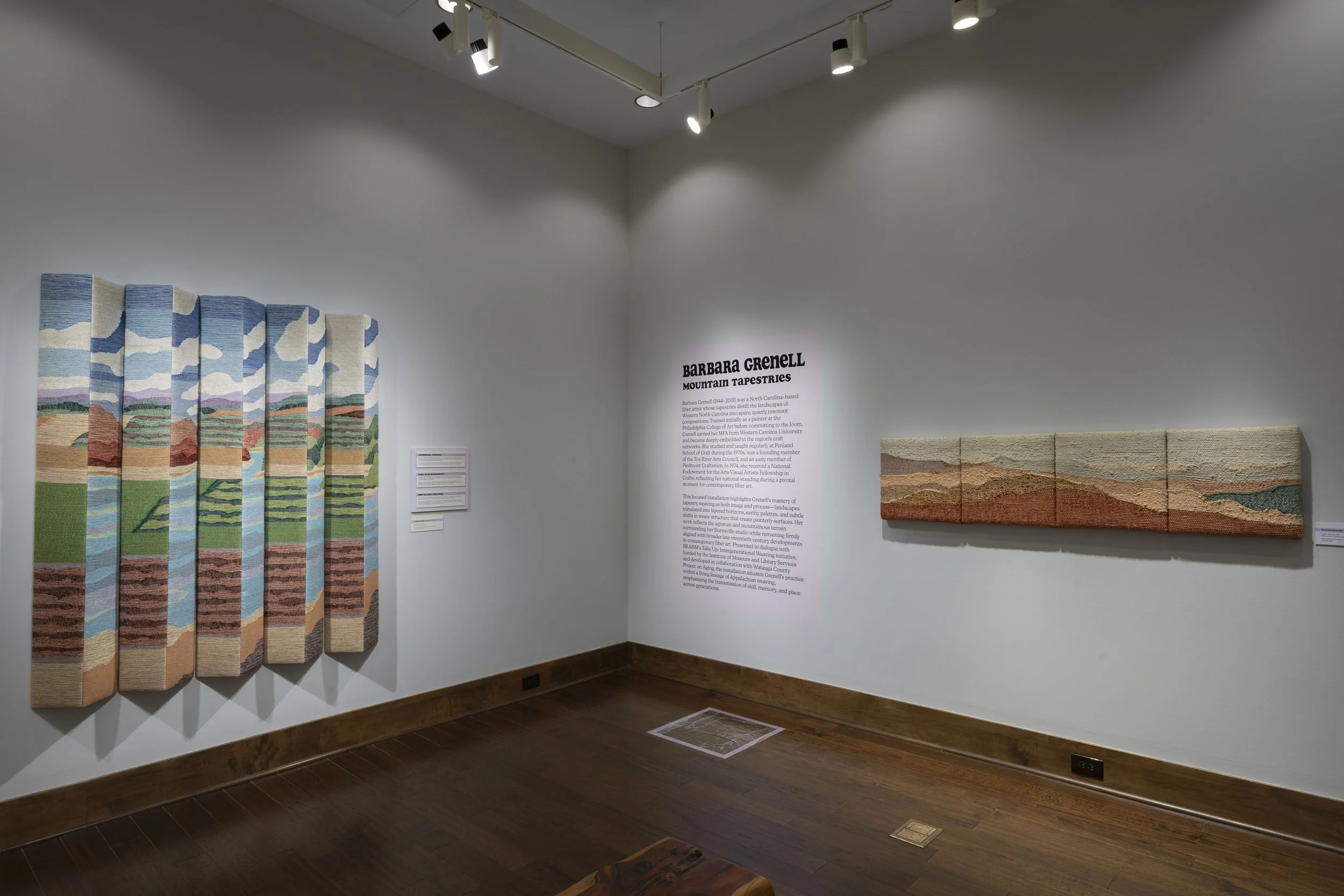  Installation View,  Barbara Grenell: Mountain Tapestries  (May 9 - October 11, 2026), Blowing Rock Art &amp; History Museum. Photo: Josh White 