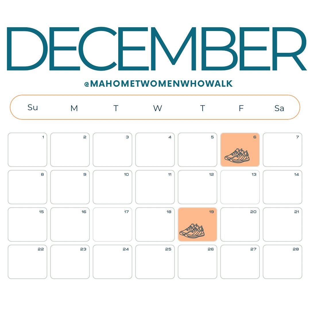 December walks are here!! Pull out your calendar &amp; save these walking dates!!&nbsp;

We will have just two walks this month, both at night and both with Christmas lights! And, you are welcome and encouraged to bring your family!

👟 Friday Decemb