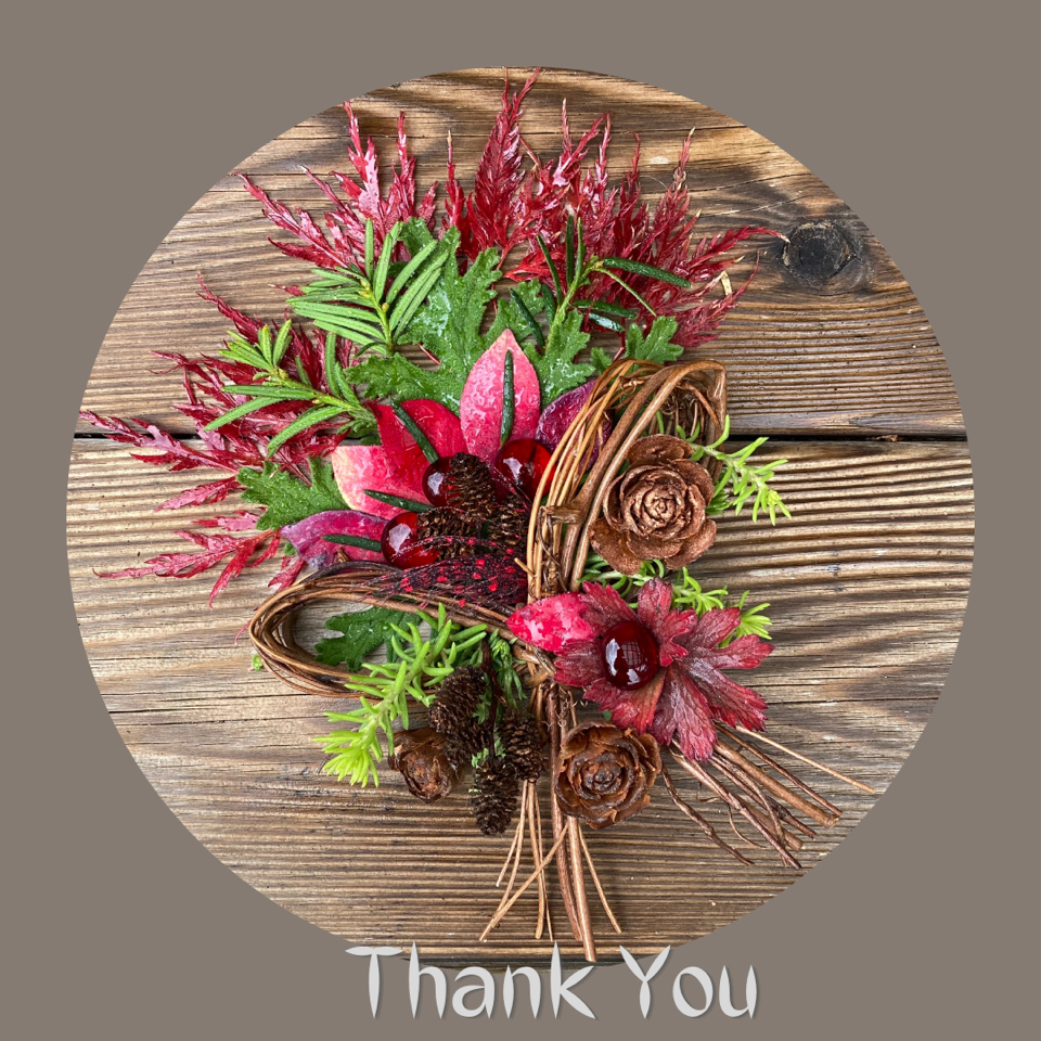  April Penny  Hamilton, ON  Thanks to everyone involved in the 2021 CATA Conference.  Sharing an seasonal eco-art corsage-boutonnière created this weekend to celebrate and honour the occasion. 