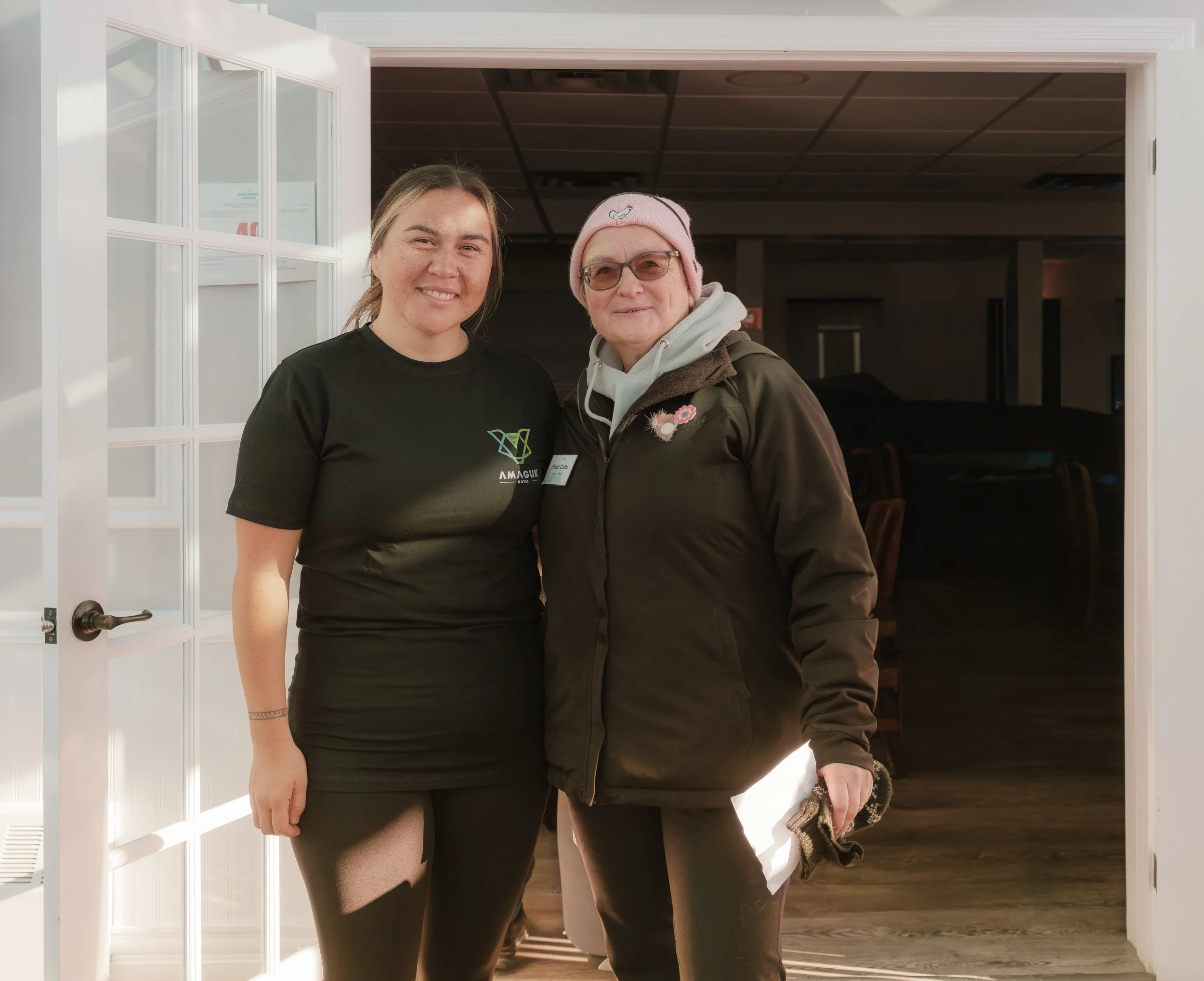 Manager of the hotel, and a retired school teacher who was our guide. Our guide came to Hopedale to teach for one year, and stayed.