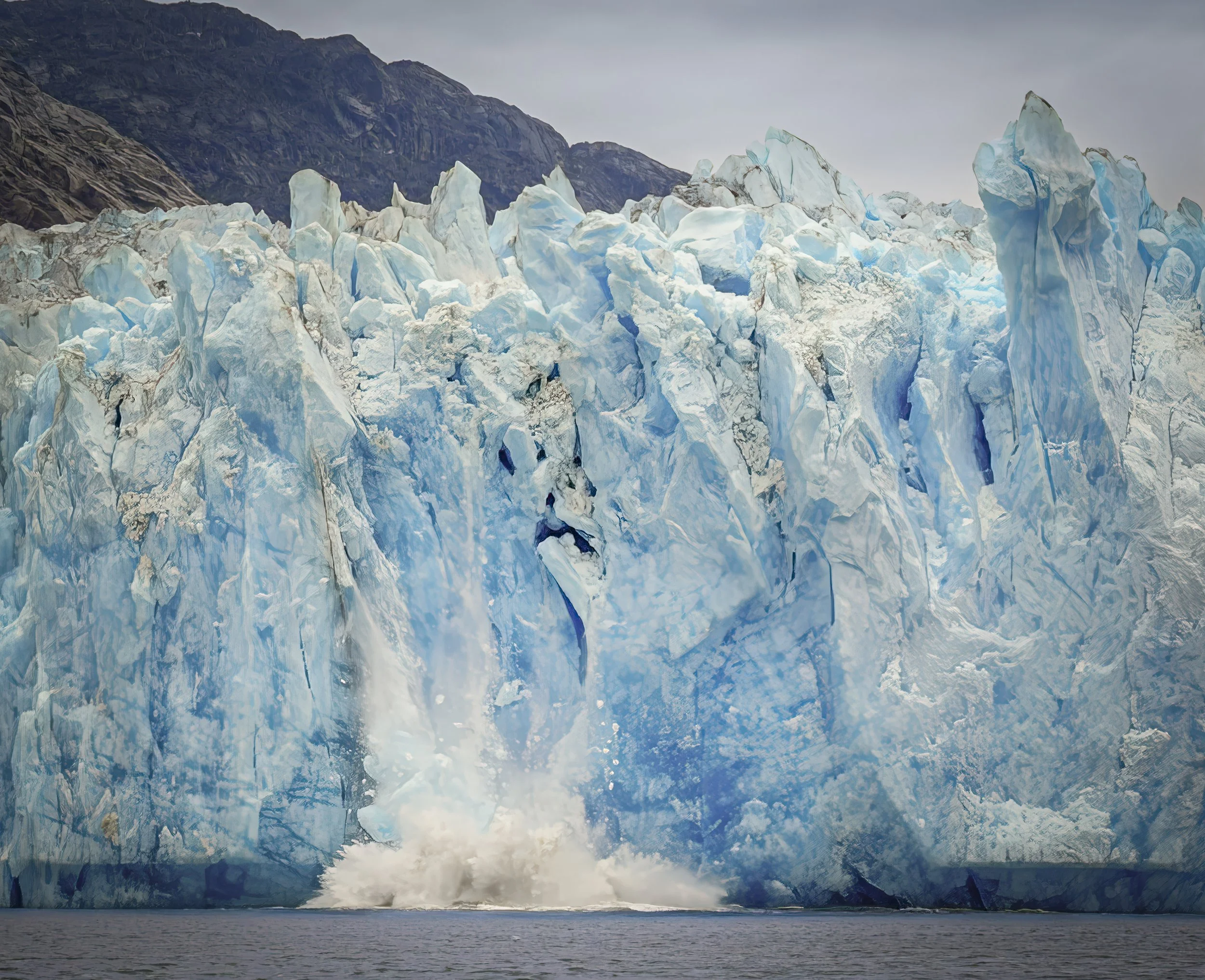 Dawes Glacier calving.  This was dramatic!