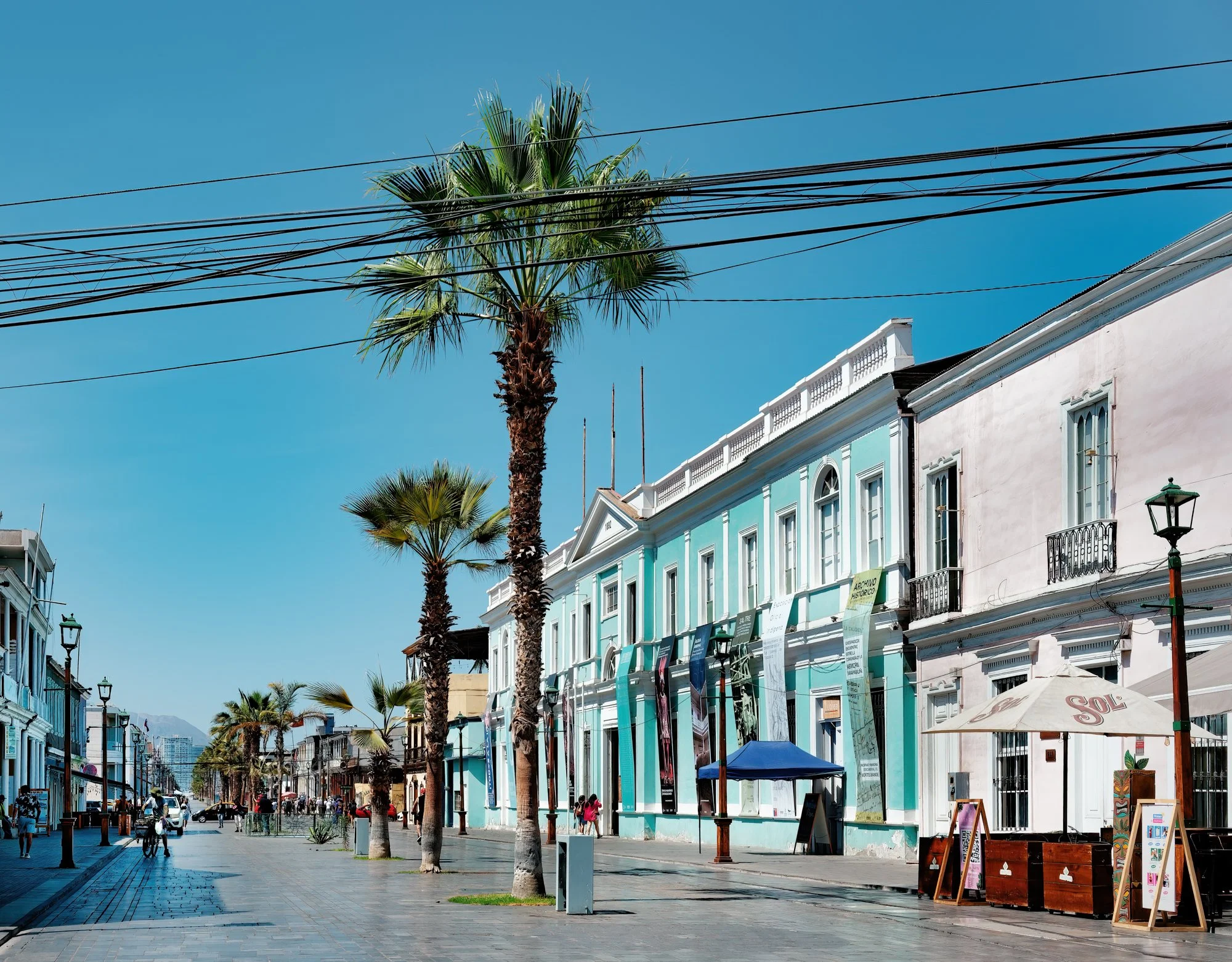 Iquique, Chile's redeveloped historic area. Iquique's economy was initially built from mining.  The six hour drive from the Atacama desert to this coastal community was through mining developments the entire route. 