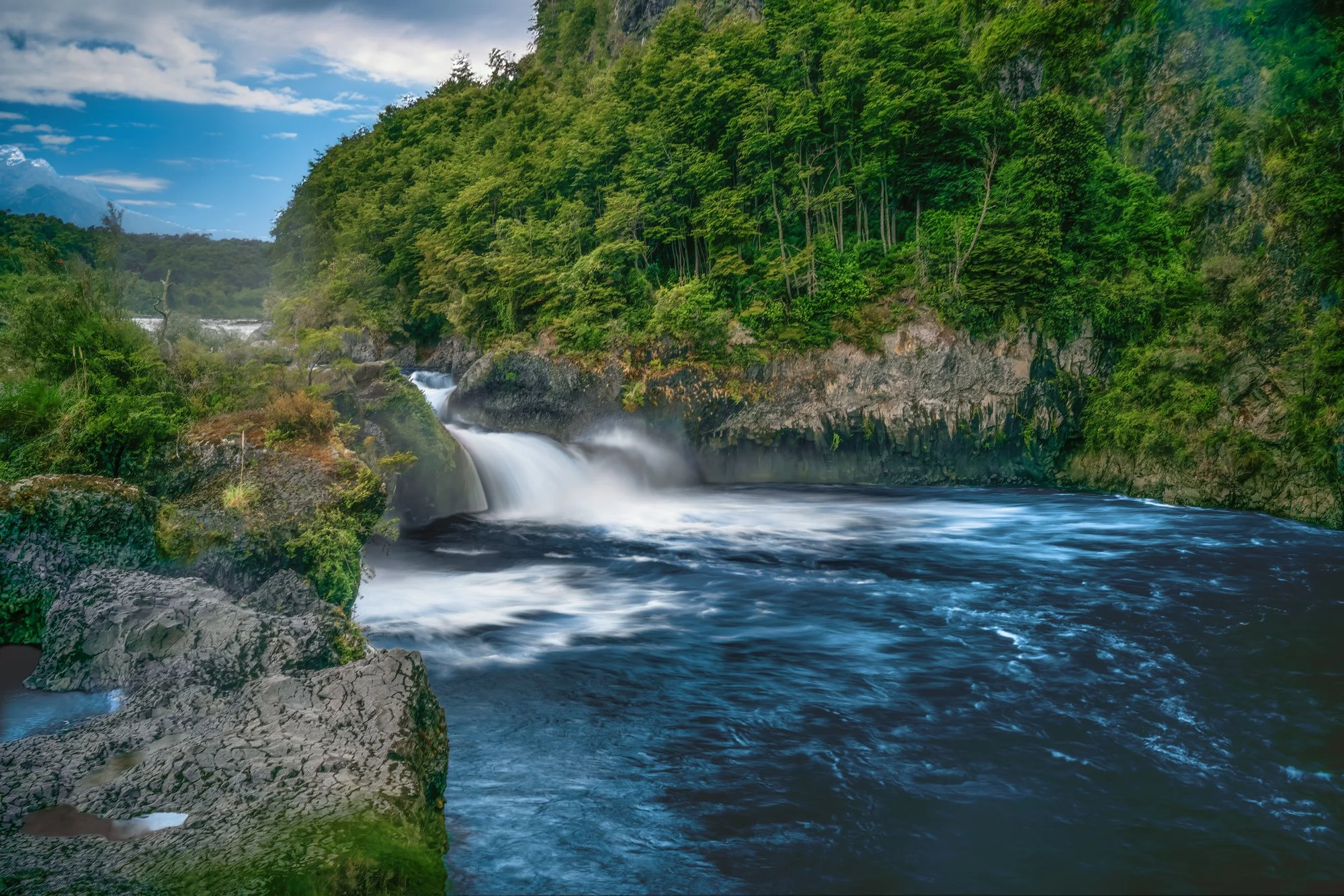 Petrohue falls, near Puerto Montt, Chile, at the base of the volcano.