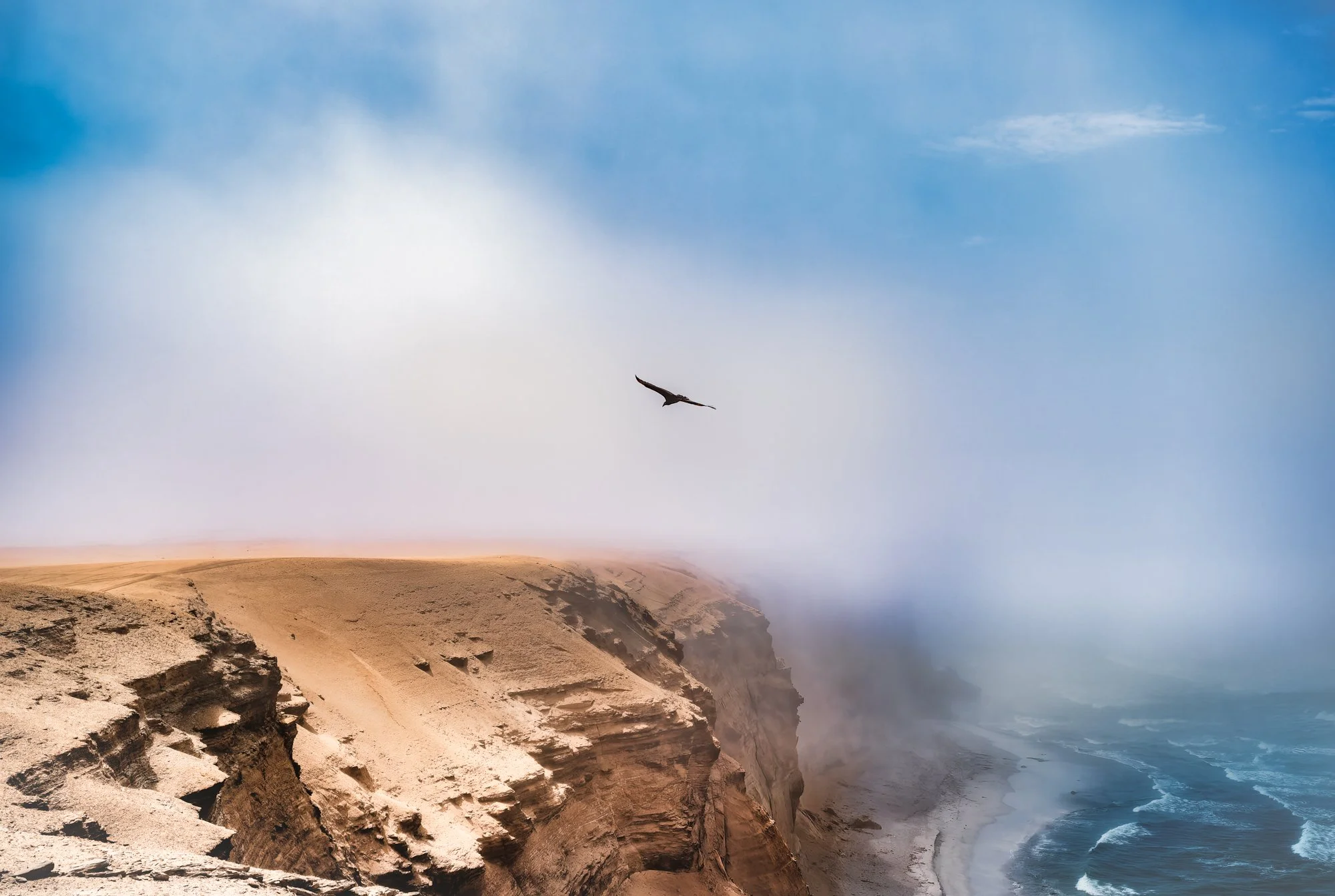 Paracus National Reserve, Peru. No good coastal views from up high for us.  We were continually plagued by marine layers in Peru.