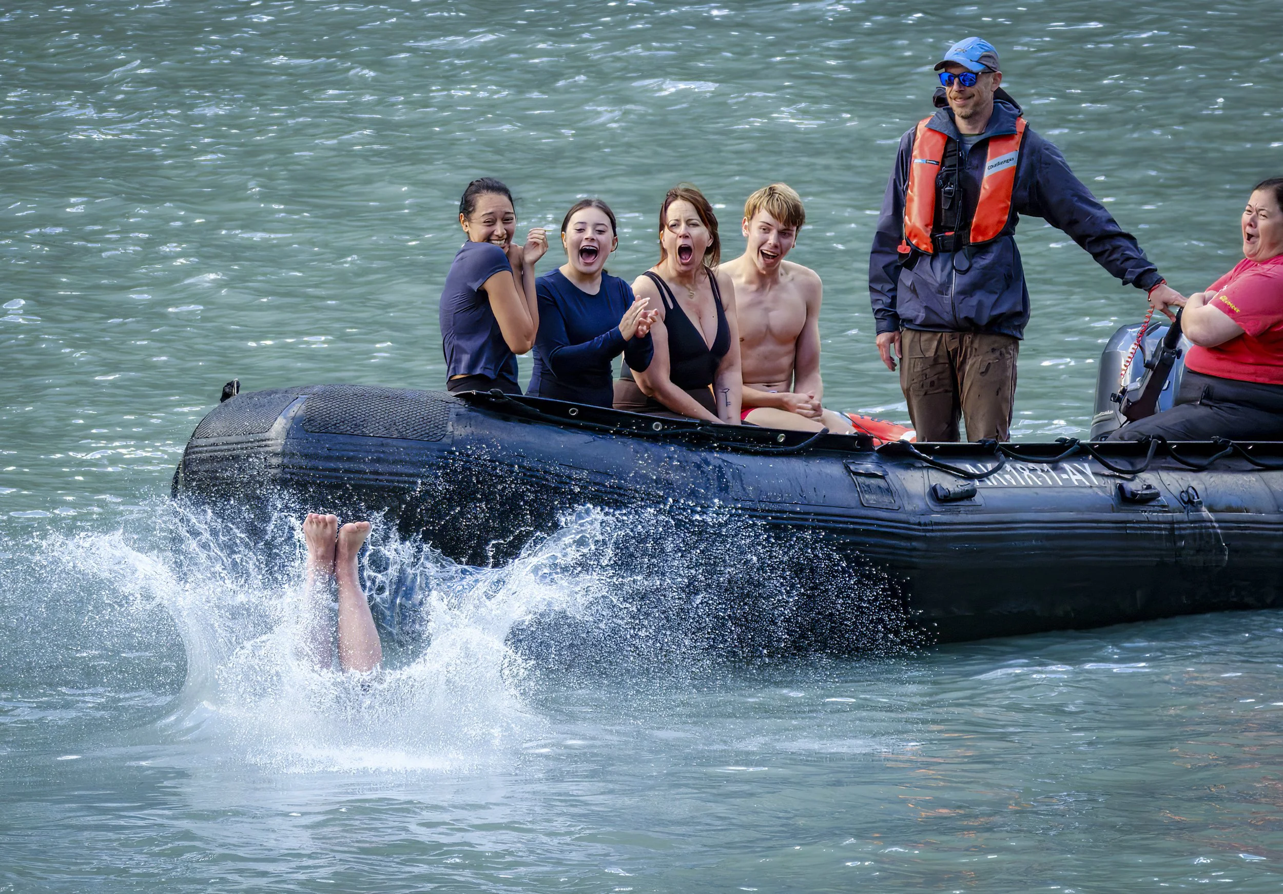 The glaciers weren't the only things calving:)
The water temperature was around 50 degrees, maybe a little less.