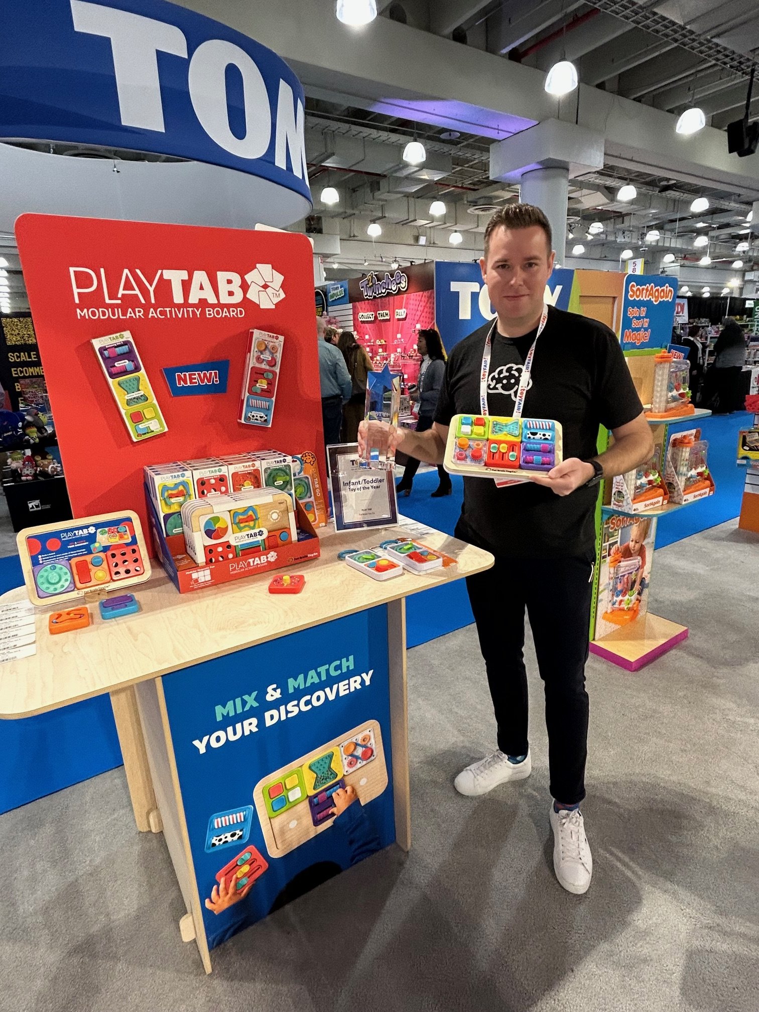Marcel at Fat Brain loving PlayTabs (perhaps because it won the Infant/Toddler Toy of the Year?)